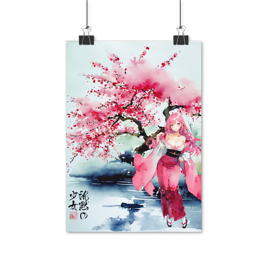 Sumi-e Art - Die stille Dame • Traditional Japanese Art on high quality poster