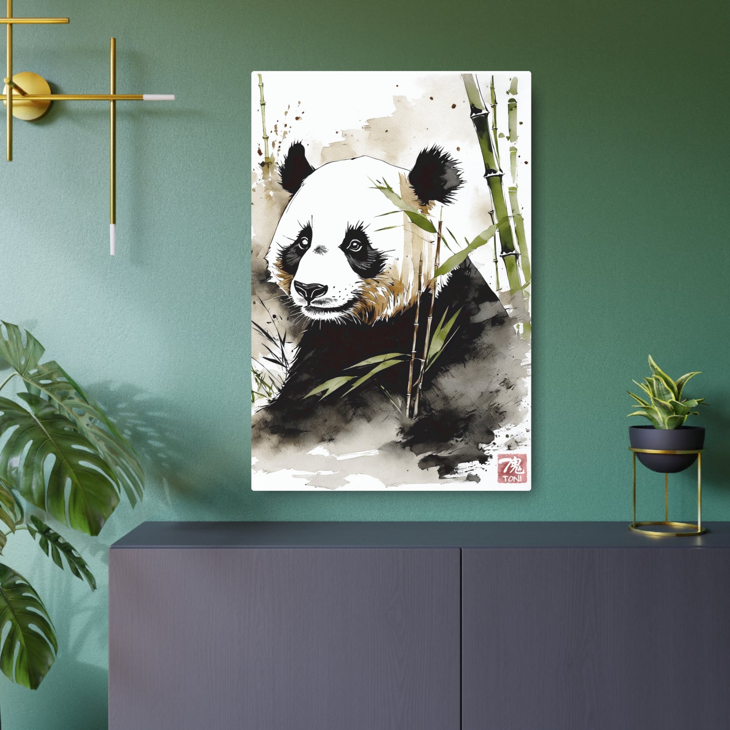 Sumi-e Art - Panda 🇺🇸 US Shipping - Traditional Japanese Art on Metal Poster