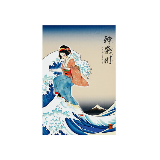 Ukiyo-e Art - Kanagawa Surfing Queen 🇩🇪 GER Shipping - Traditional Japanese Art on Metal Poster