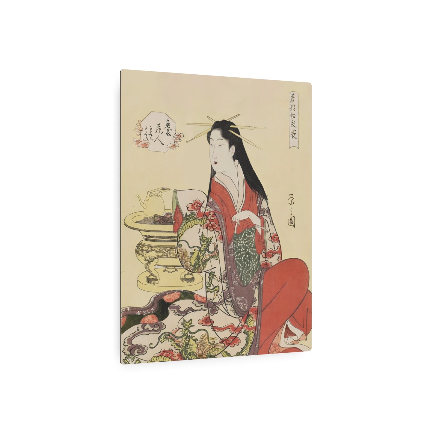 Ukiyo-e Art - Hanabito of Ogiya • Hosoda Eishi 🇺🇸 US Shipping - Traditional Japanese Art on Metal Poster