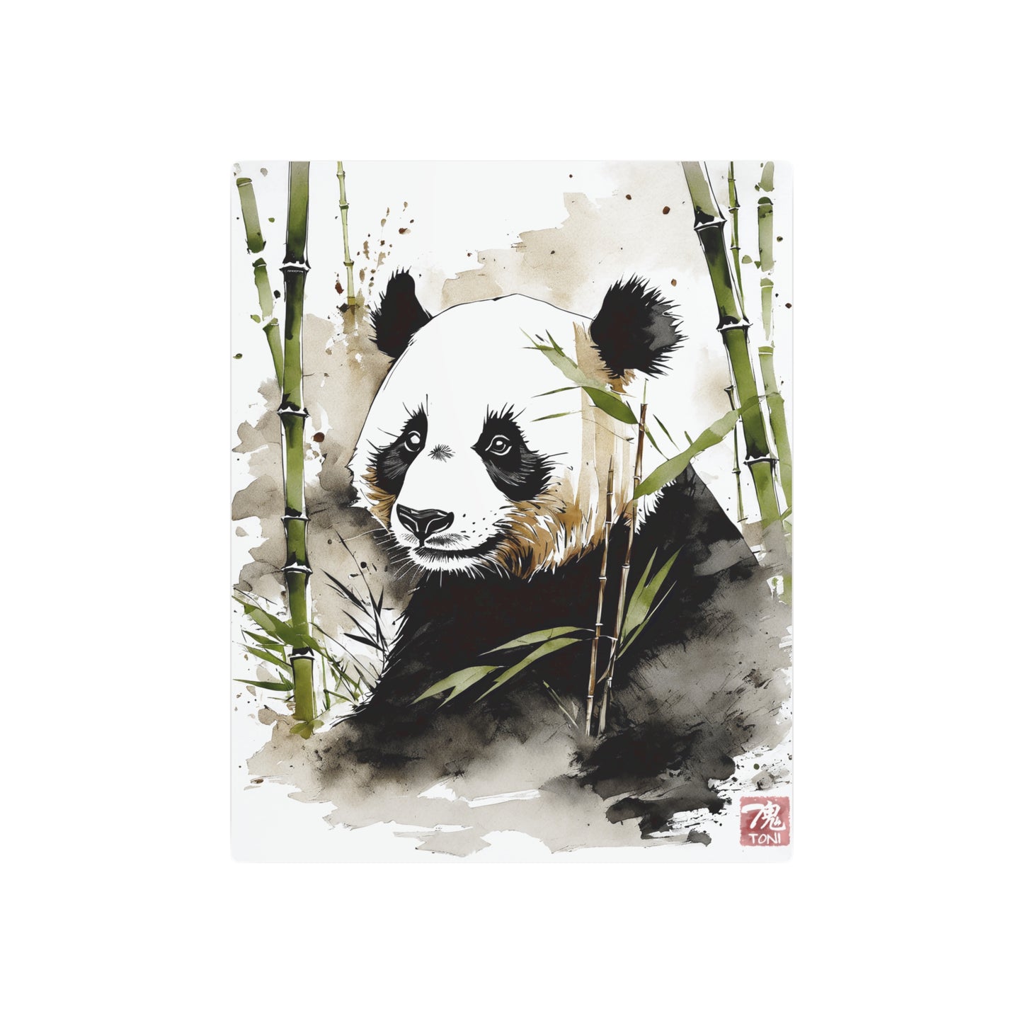 Sumi-e Art - Panda 🇺🇸 US Shipping - Traditional Japanese Art on Metal Poster