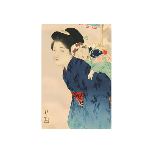 Ukiyo-e Art - Mother with her infant - Takeuchi Keishu 🇺🇸 US Shipping - Traditional Japanese Art on Metal Poster