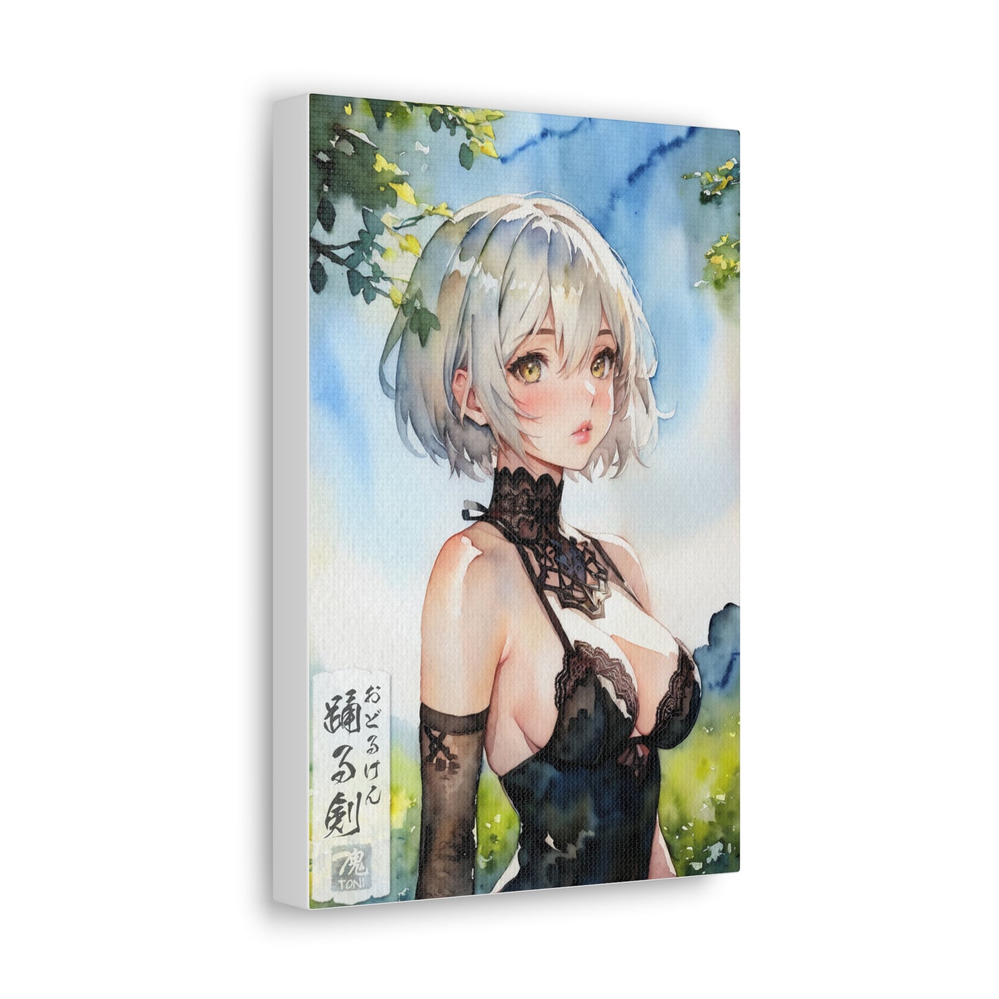 The Dancing Sword - Watercolor Anime Art on high quality Canvas