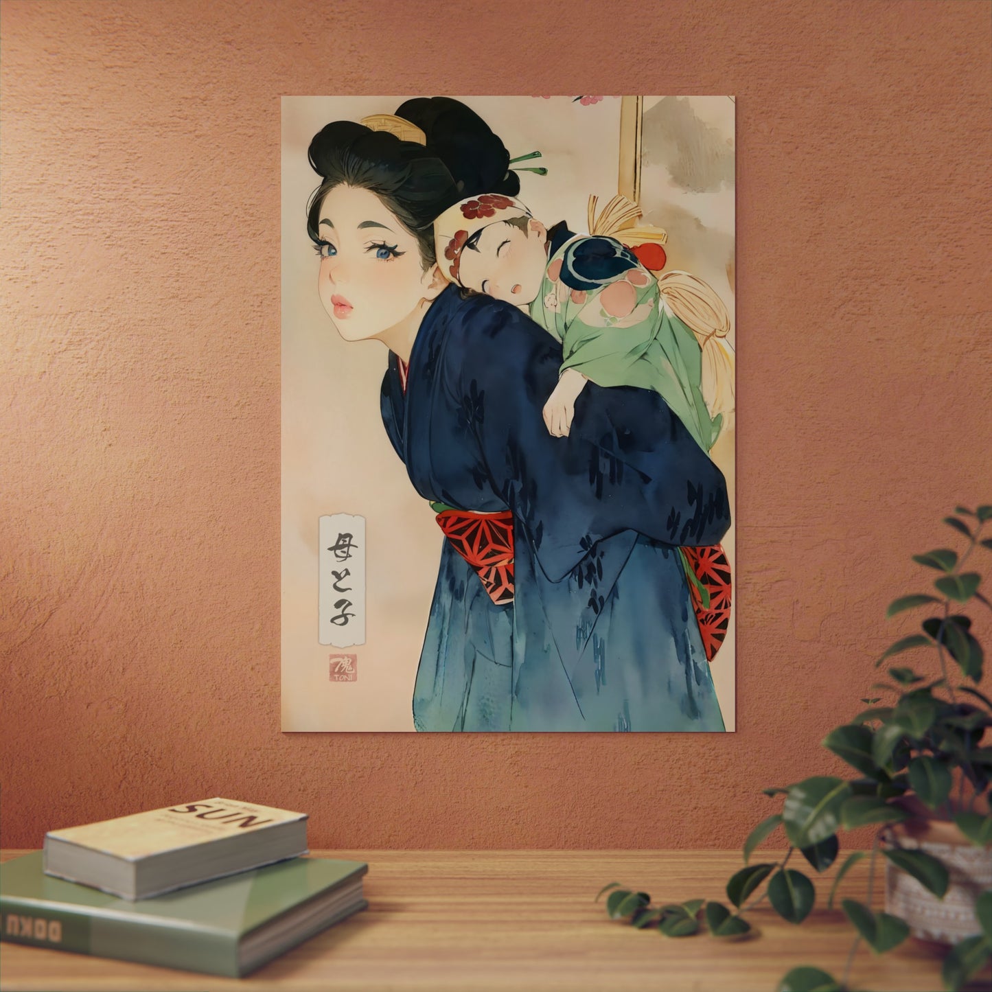 Ukiyo-e Art - Mother and child 🇩🇪 GER Shipping - Traditional Japanese Art on Metal Poster