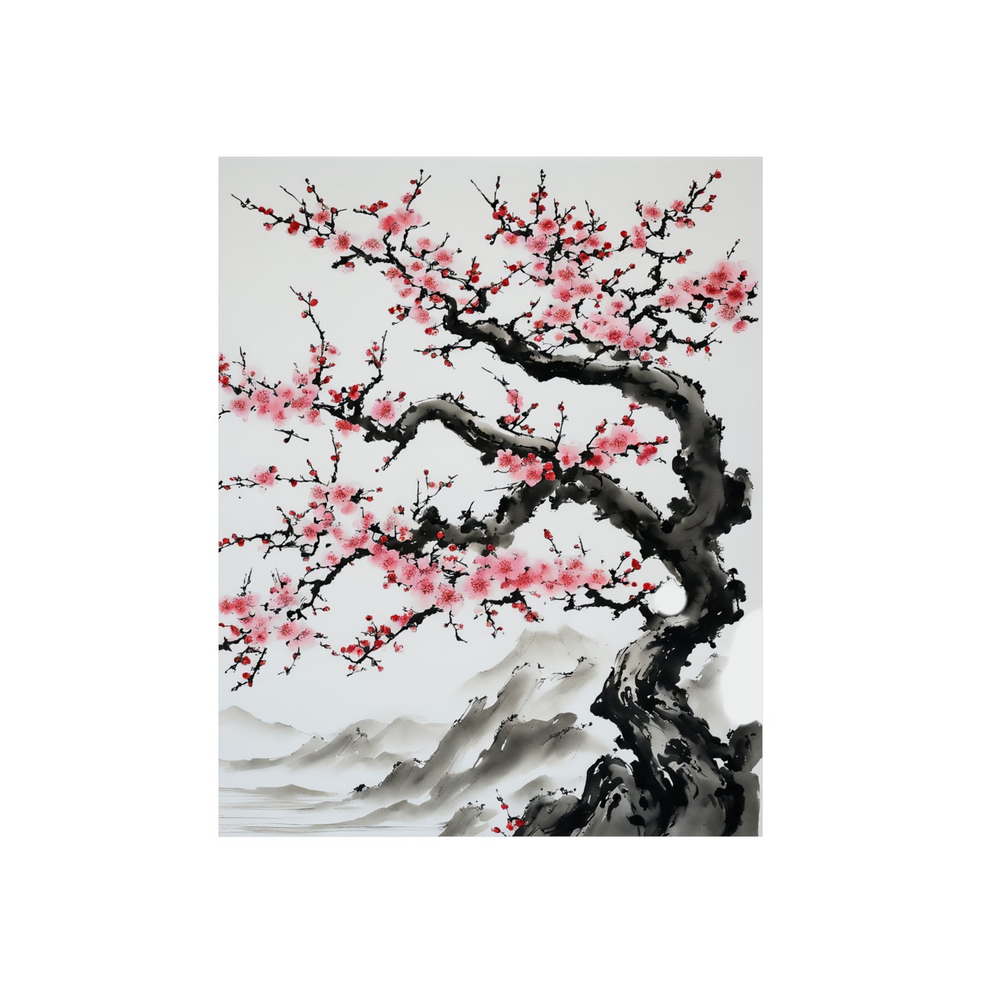 Sumi-e Art - Bodhi Tree 🇩🇪 GER Shipping - Traditional Japanese Art on Metal Poster