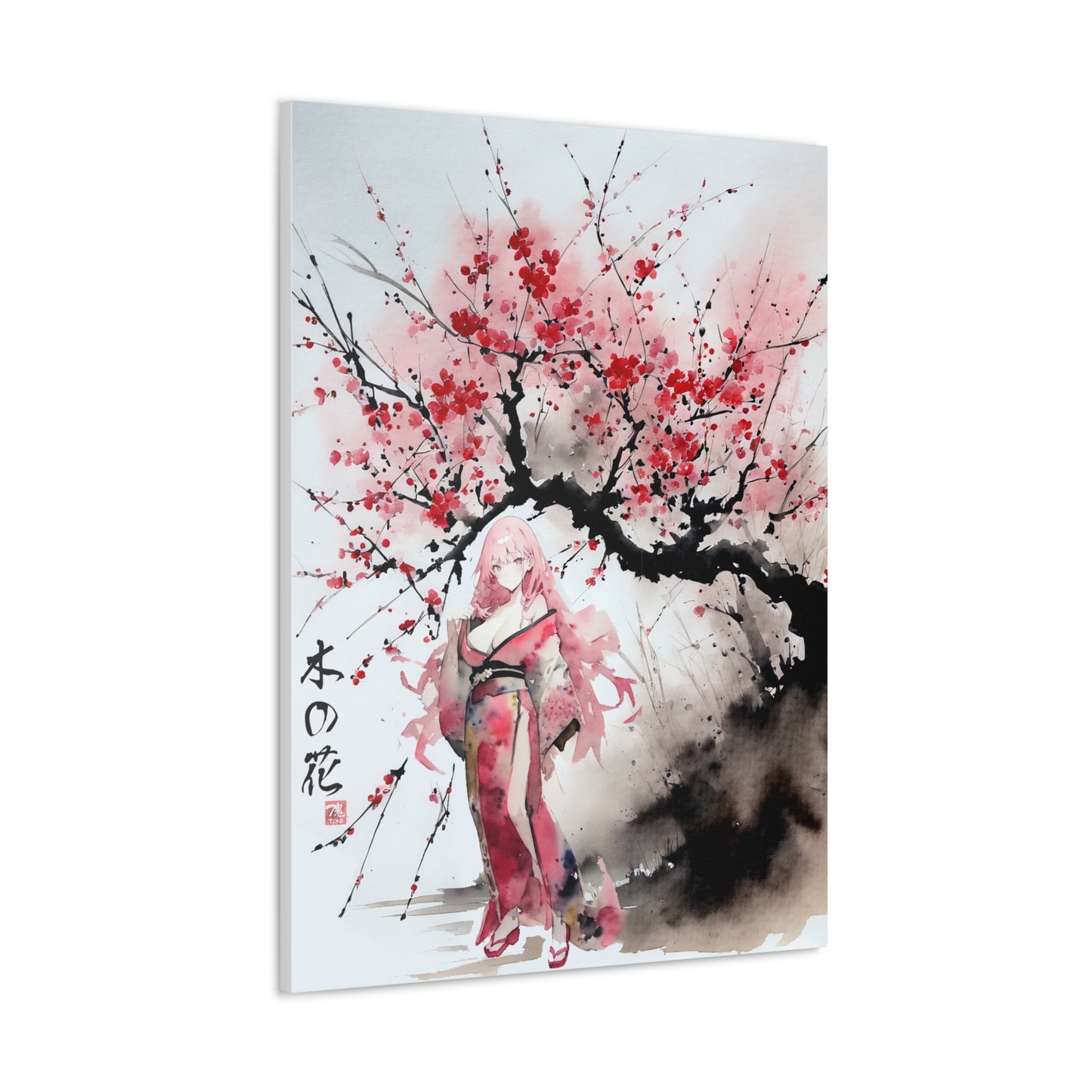 Sumi-Manga Art  - Cherry Yokai • Traditional Japanese Art on high quality Canvas