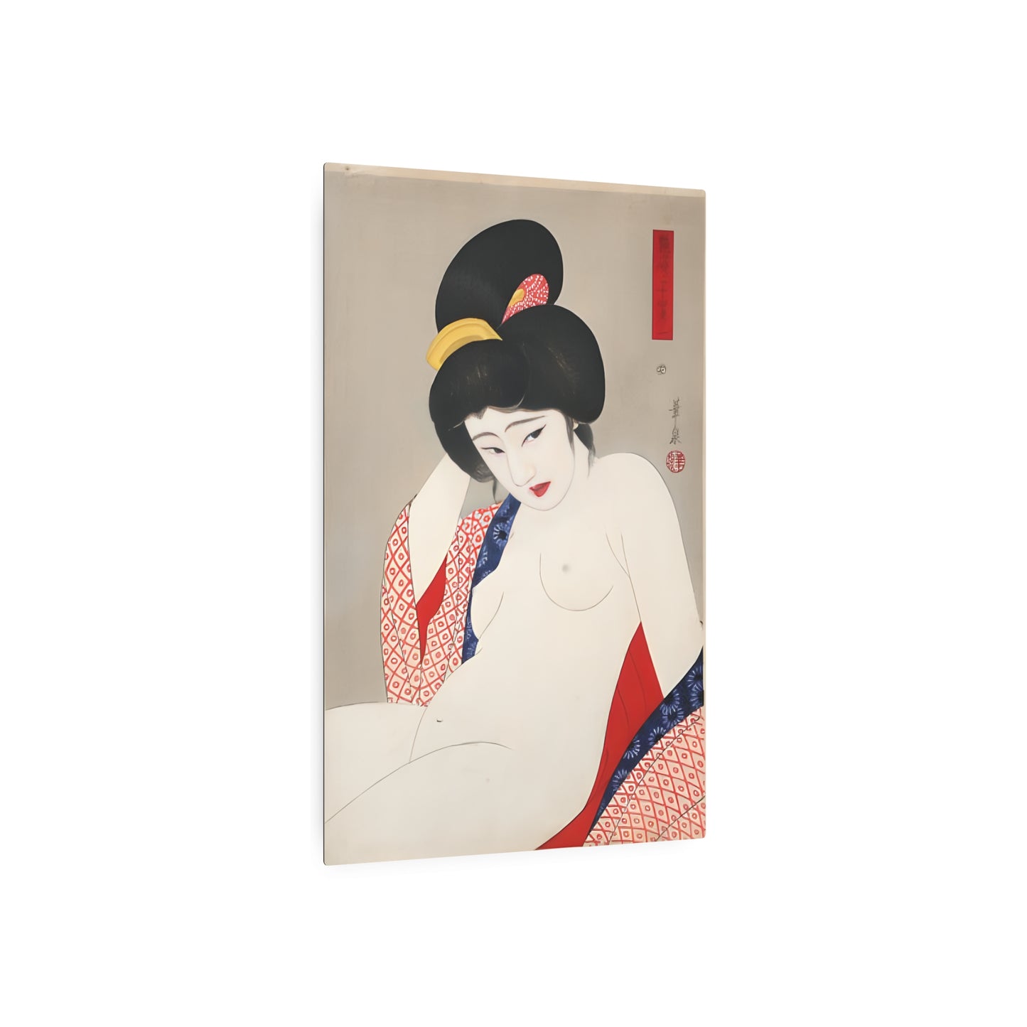 Ukiyo-e Art - Bored nude - Ōhira Kasen 🇺🇸 US Shipping - Traditional Japanese Art on Metal Poster