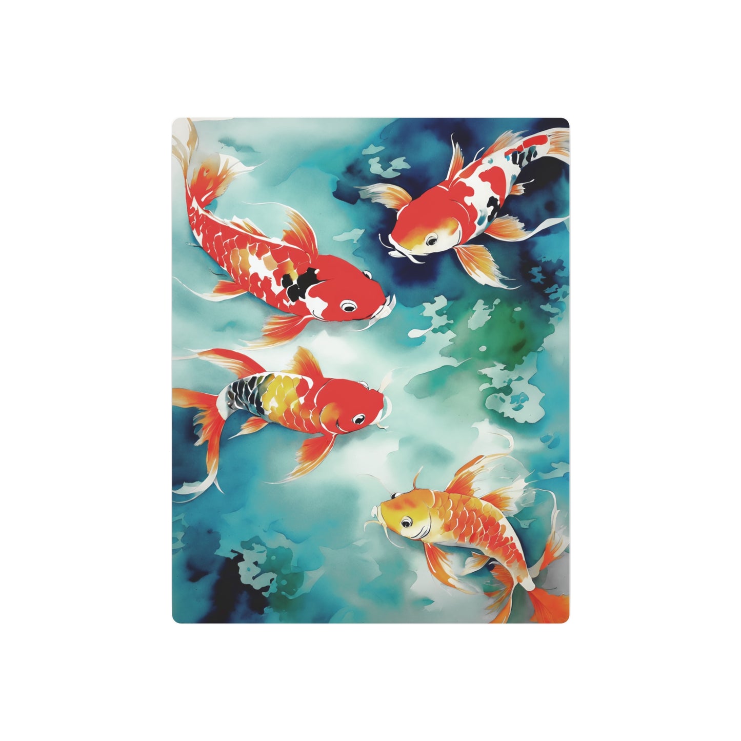 Sumi-e Art - Koi Pond 🇺🇸 US Shipping - Traditional Japanese Art on Metal Poster