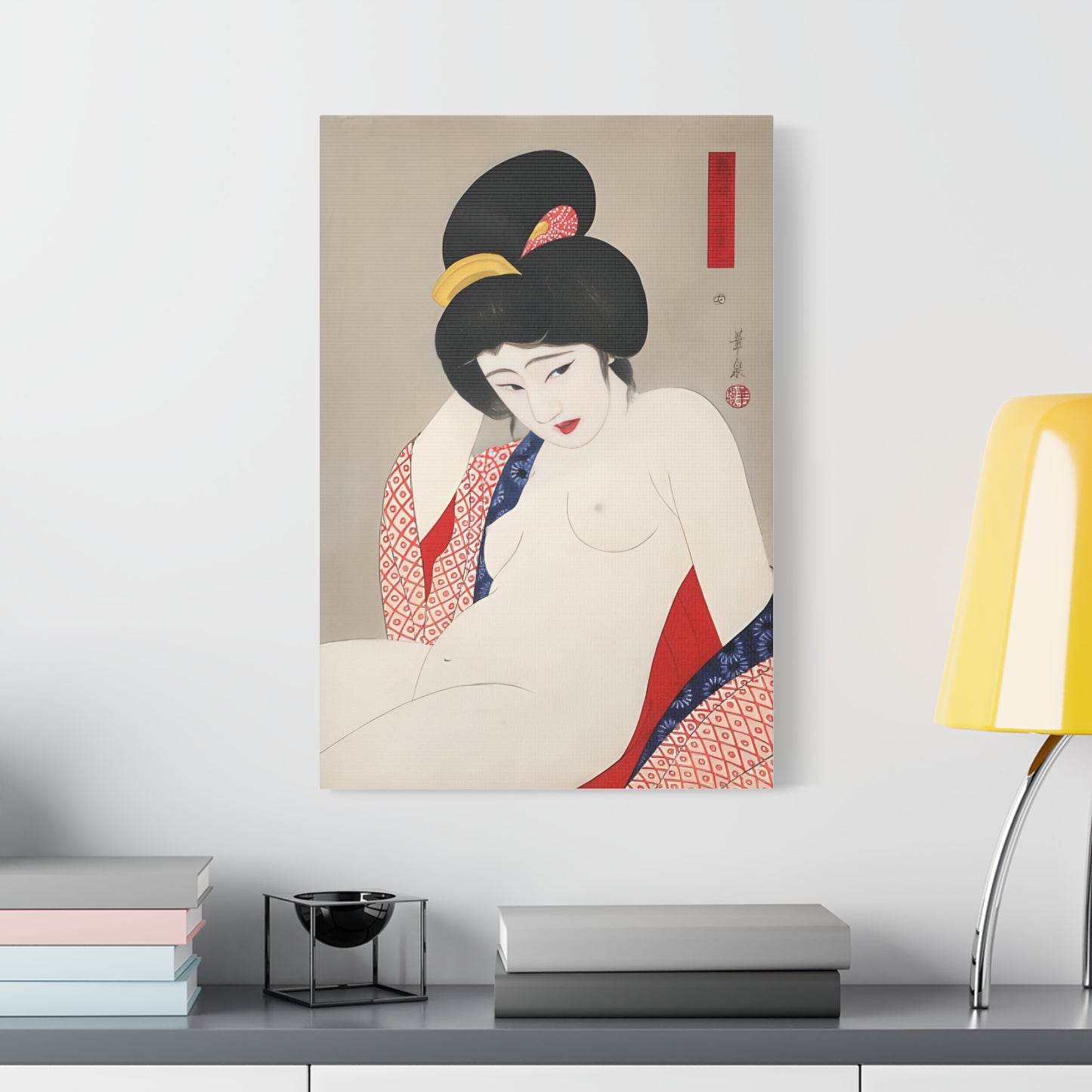 Ukiyo-e Art  - Bored nude - Ōhira Kasen • Traditional Japanese Art on high quality Canvas