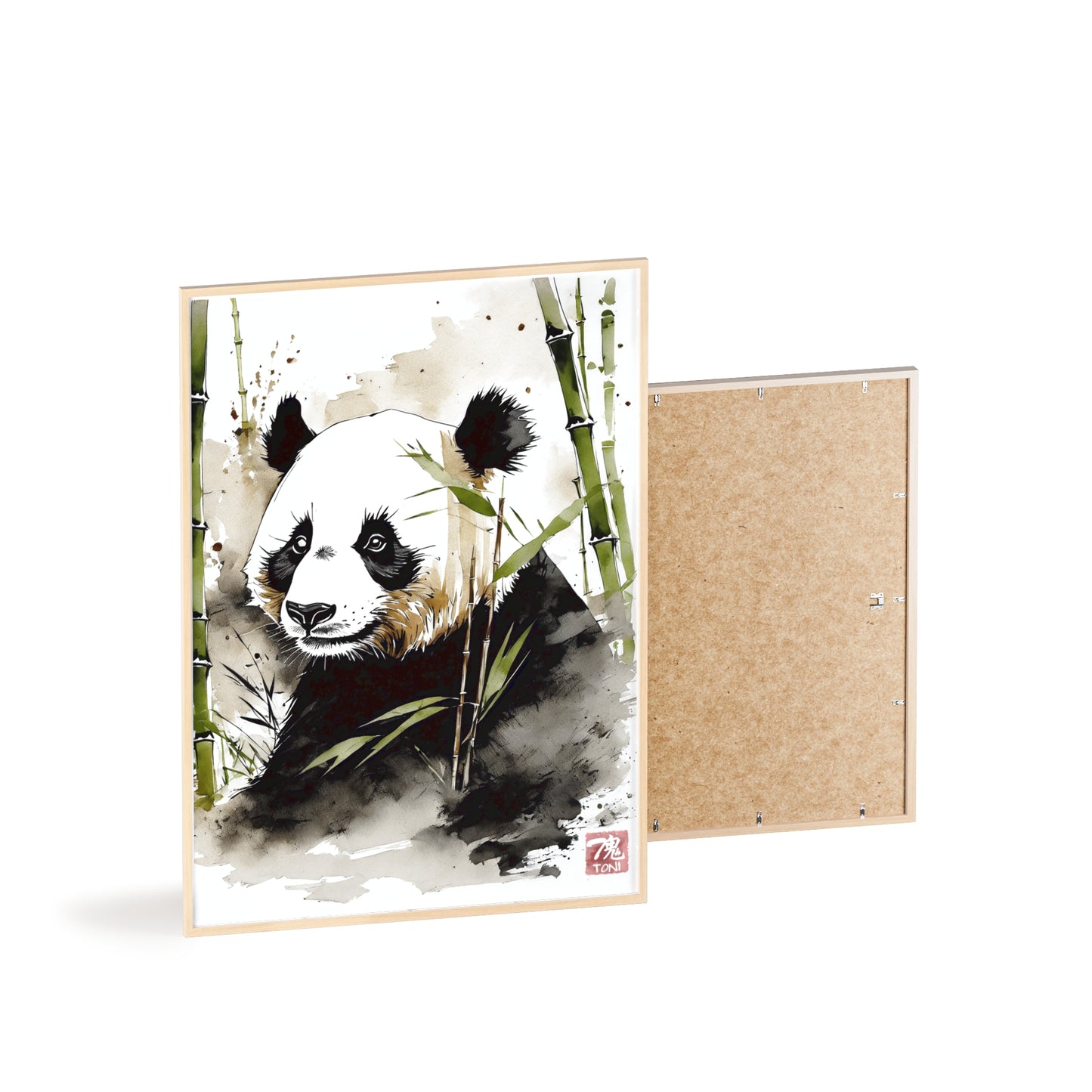 Sumi-e Art - Panda • Traditional Japanese Art • Framed