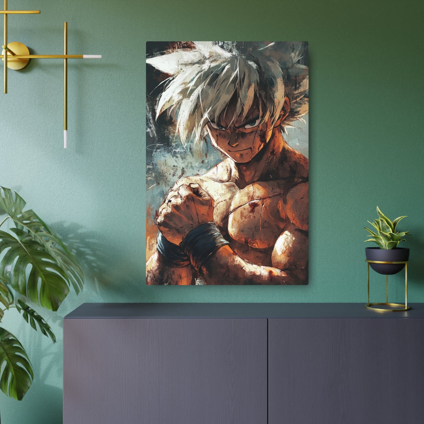 Anime Art - Goku after Battle 🇺🇸 US Shipping - Anime Art on Metal Poster