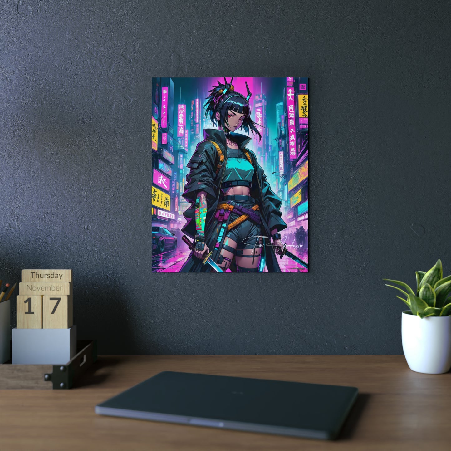 Cyberpunk Girl 🇩🇪 GER Shipping - Anime Art on Metal Poster