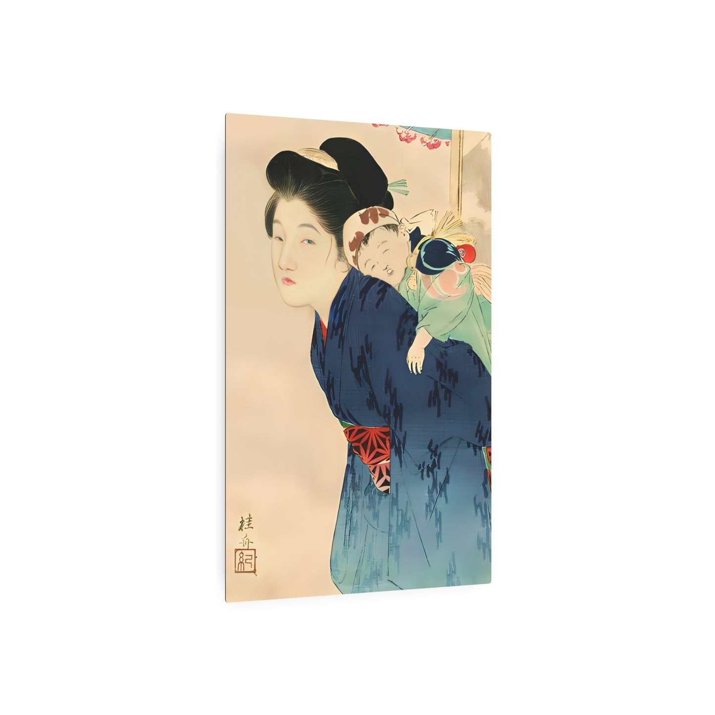 Ukiyo-e Art - Mother with her infant - Takeuchi Keishu 🇺🇸 US Shipping - Traditional Japanese Art on Metal Poster