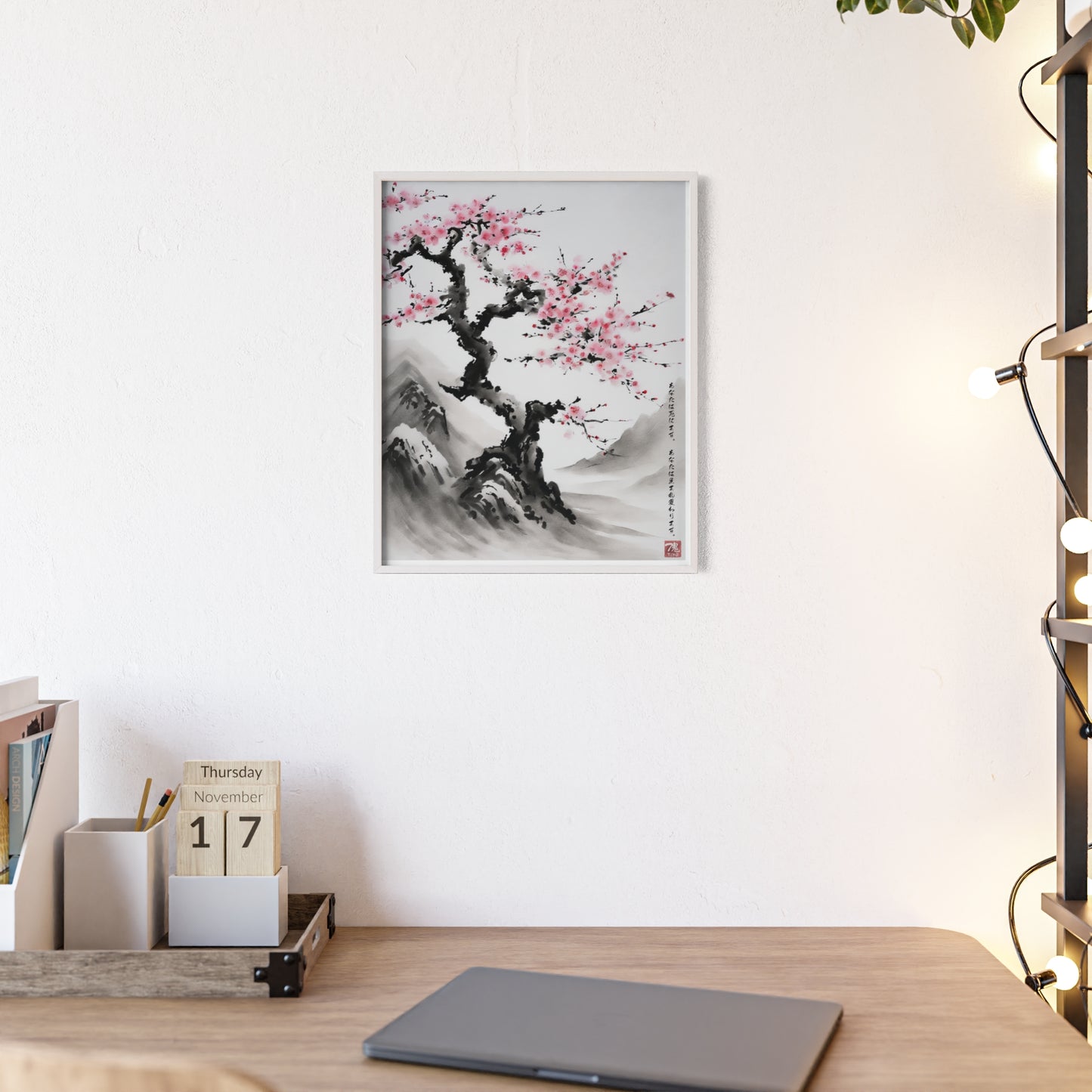 Sumi-e Art - Reborn Petals • Traditional Japanese Art • Framed