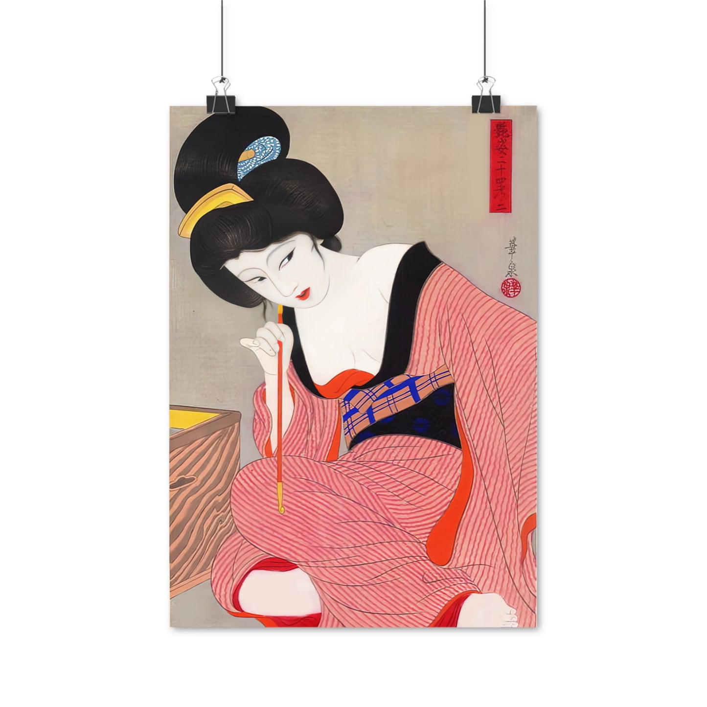 Ukiyo-e Art - Before the mirror - Ōhira Kasen • Traditional Japanese Art on high quality poster