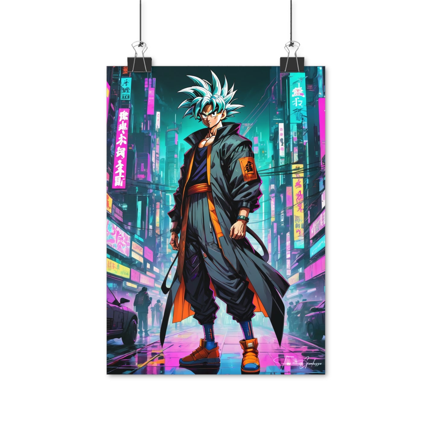 Cyberpunk Ultra Instinct Son Goku - Anime Art on high quality poster