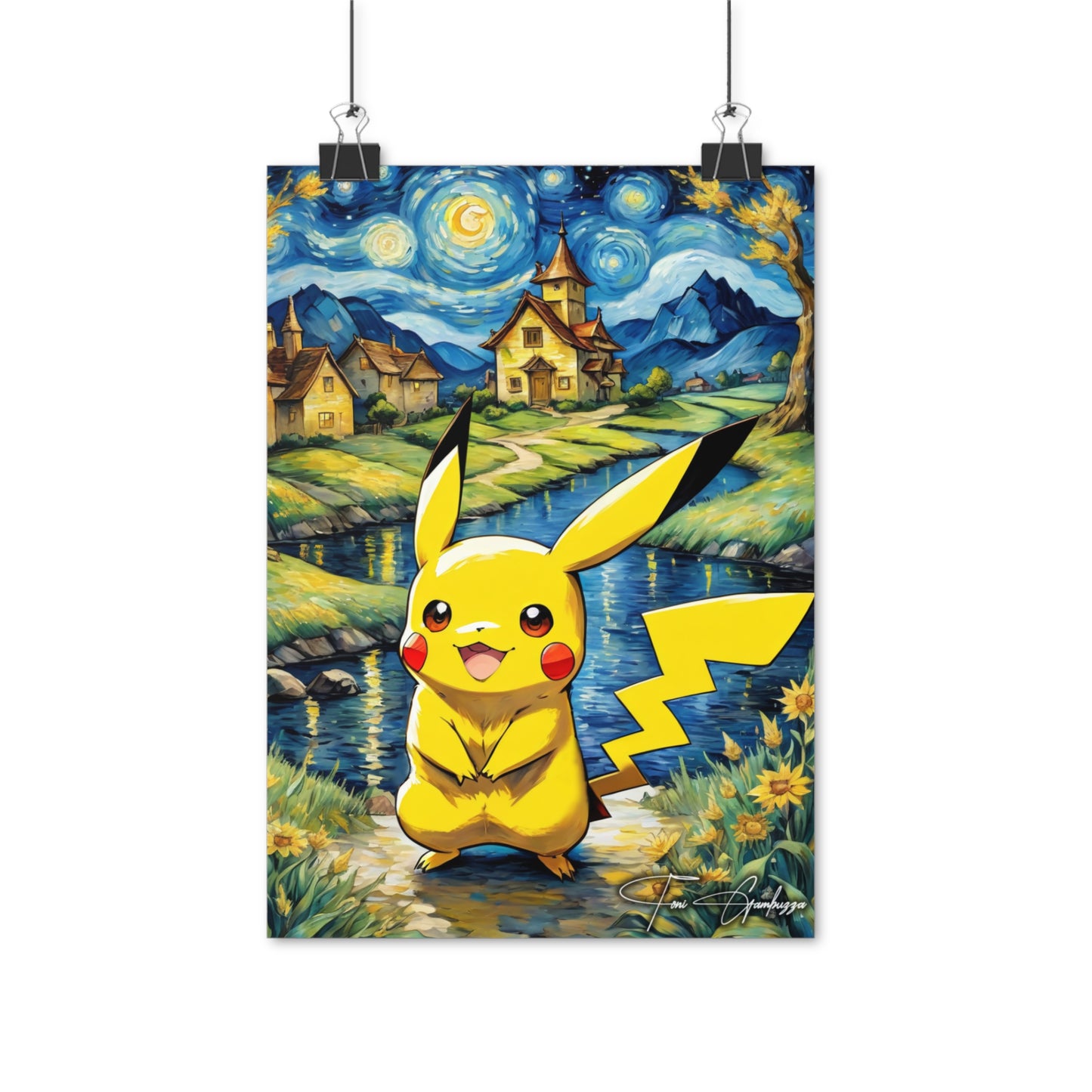 Van Gogh in Pallet Town - Anime Oil Painting on high quality poster