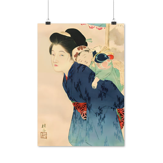 Ukiyo-e Art - Mother with her infant - Takeuchi Keishu • Traditional Japanese Art on high quality poster