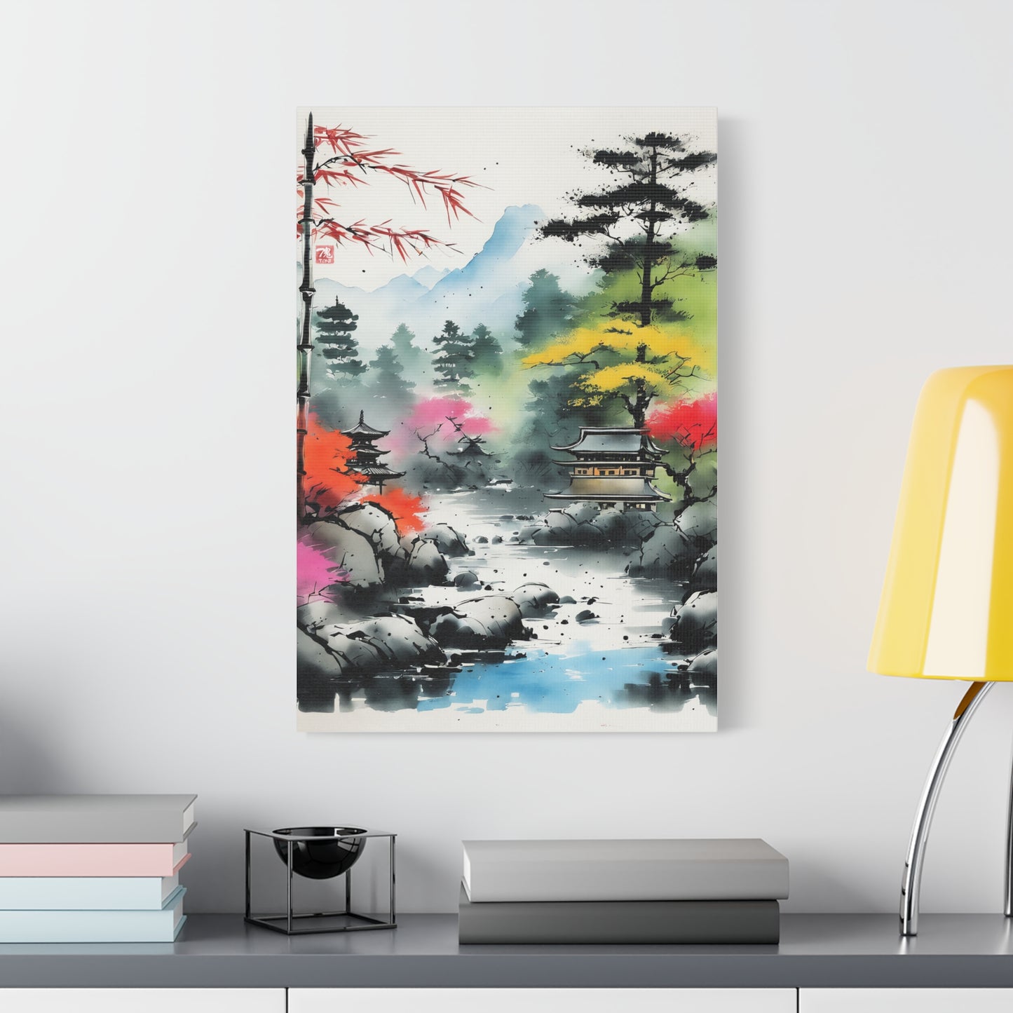 Sumi-e Art - Shambala Lake • Traditional Japanese Art on high quality Canvas