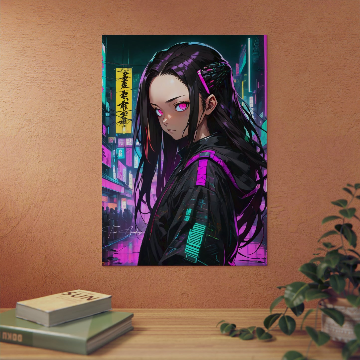 Cyberpunk Nezuko 🇩🇪 GER Shipping - Anime Art on Metal Poster