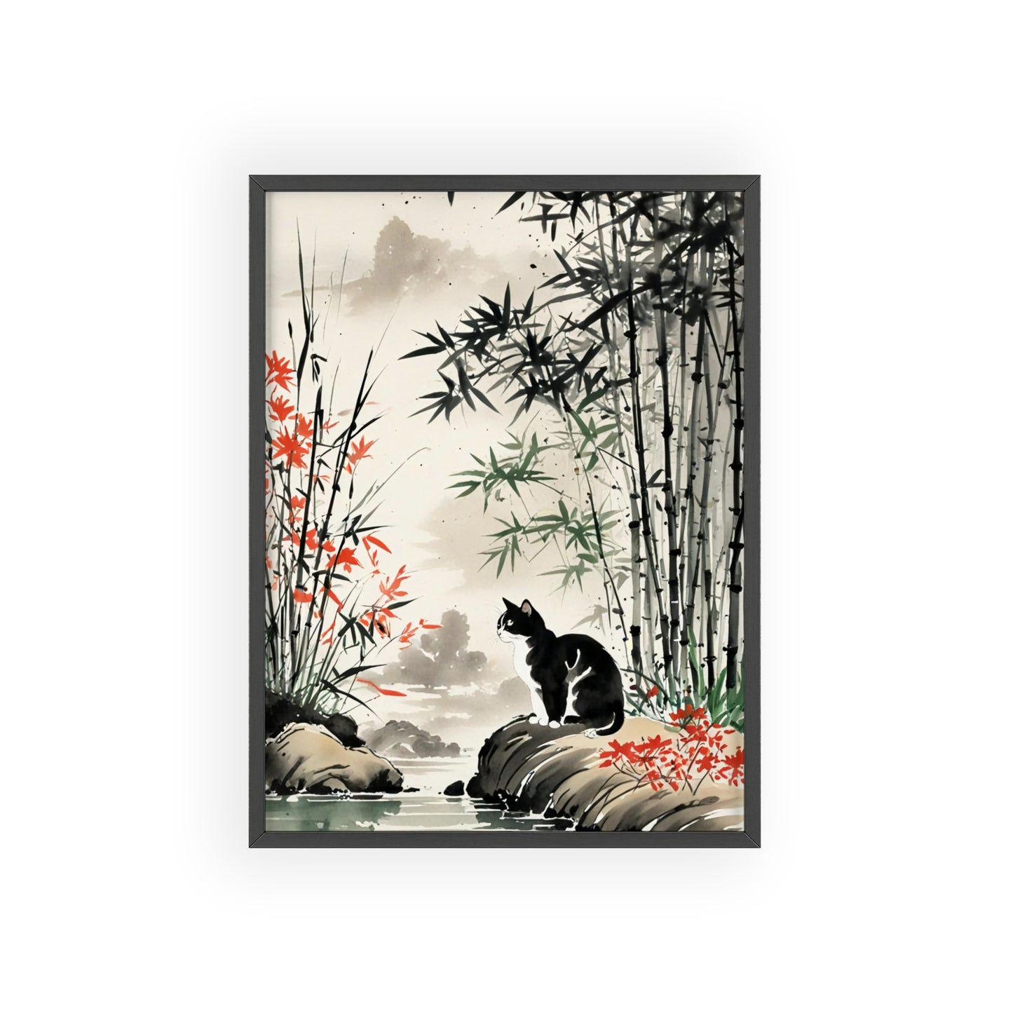 Sumi-e Art - Amidu • Traditional Japanese Art • Framed