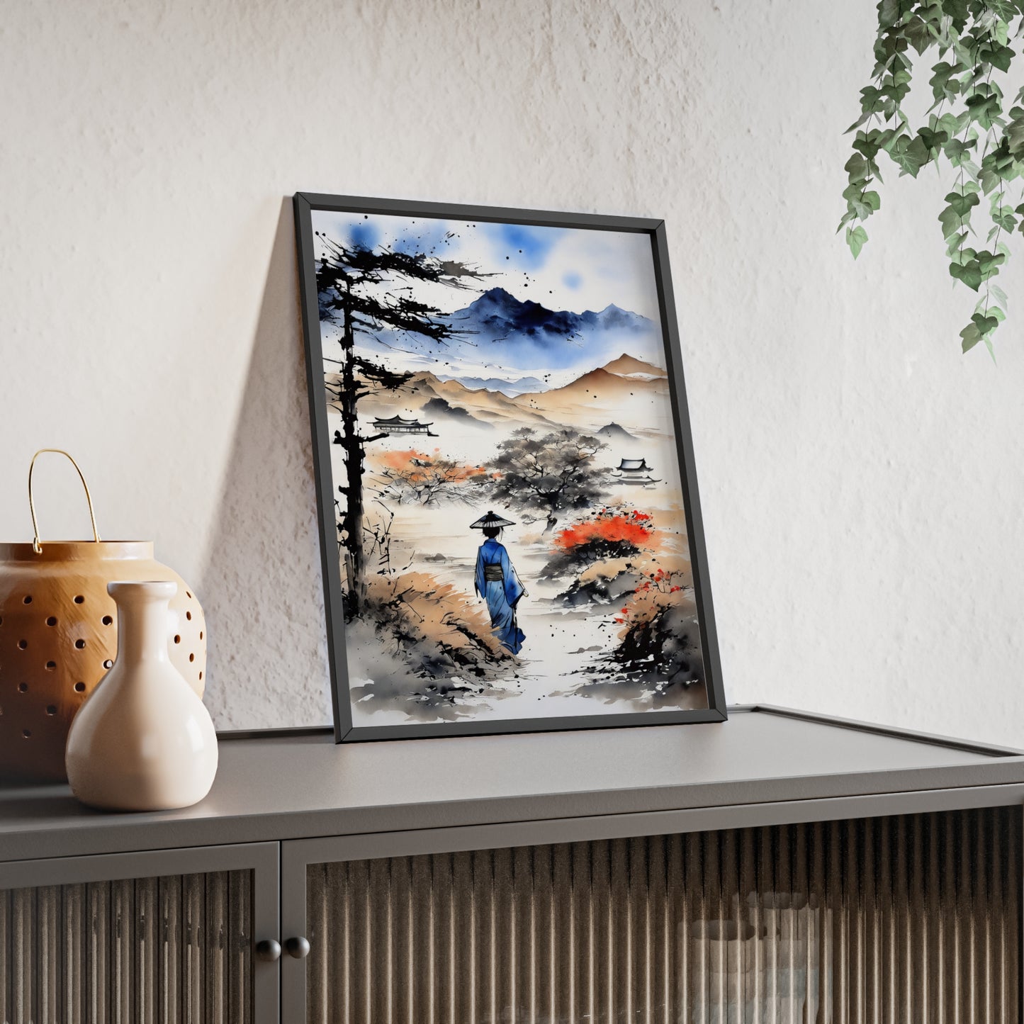 Sumi-e Art - Wasteland wisdom • Traditional Japanese Art • Framed