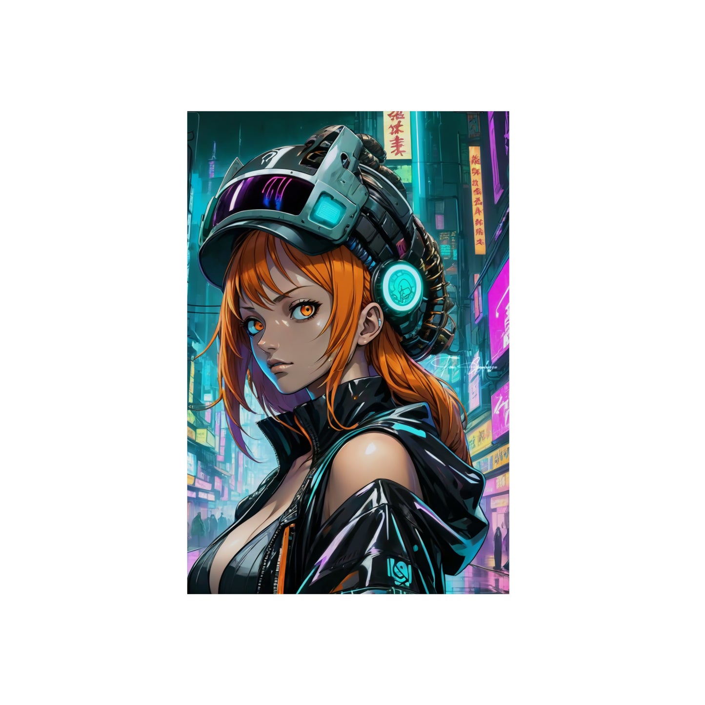 Cyberpunk Nami Portrait 🇩🇪 GER Shipping - Anime Art on Metal Poster