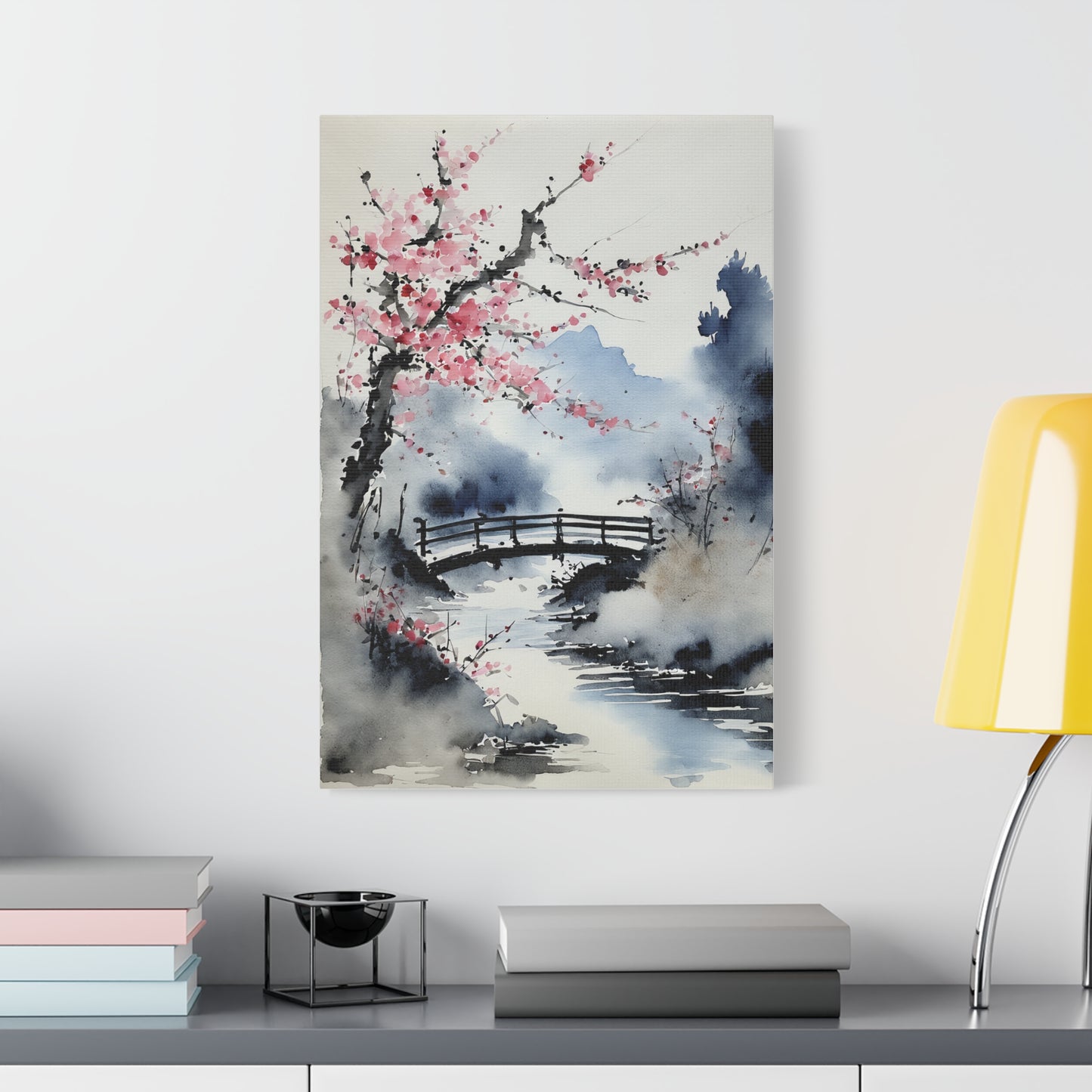 Sumi-e Art - The bridge • Traditional Japanese Art on high quality Canvas