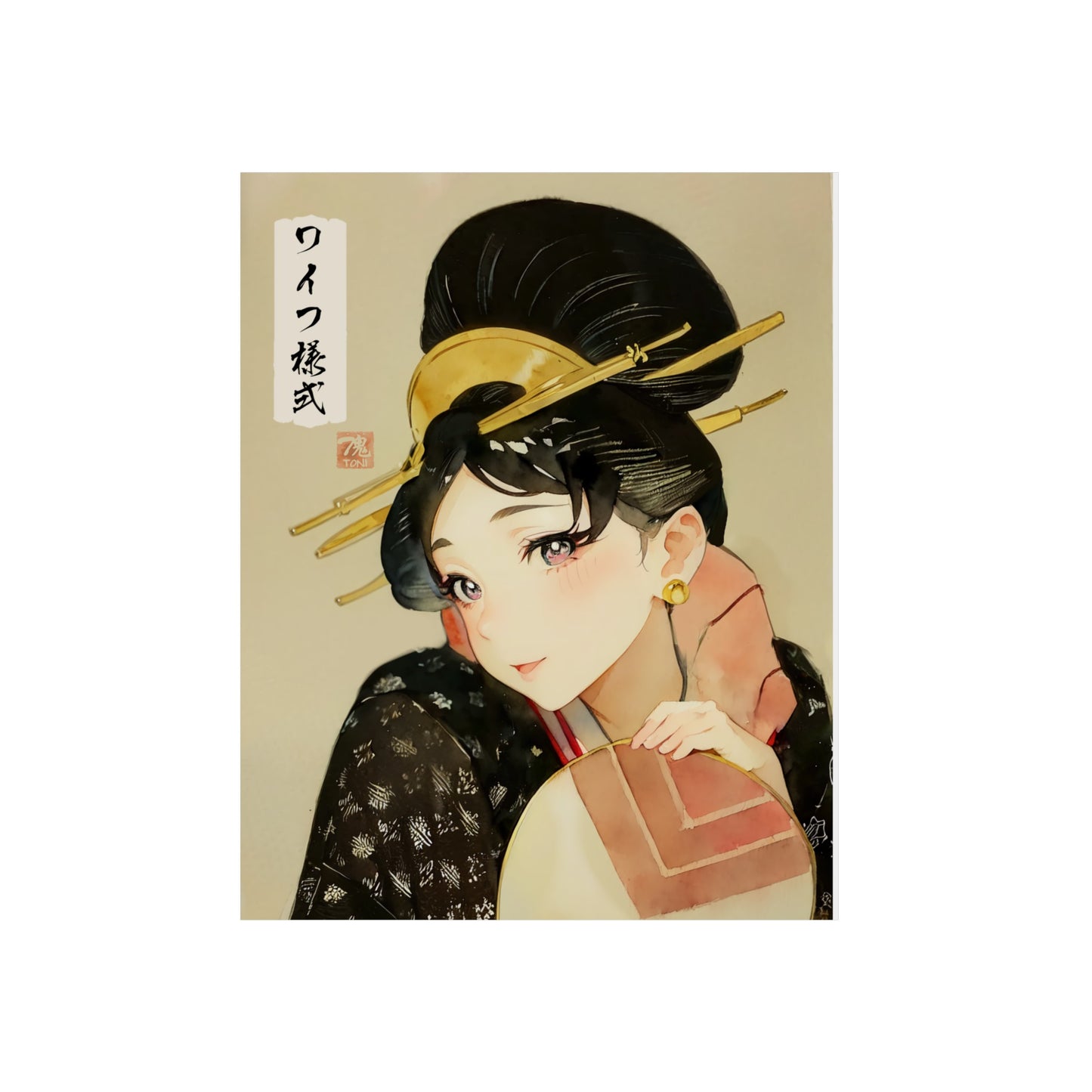 Ukiyo-e Art - Waifu Style 🇩🇪 GER Shipping - Traditional Japanese Art on Metal Poster