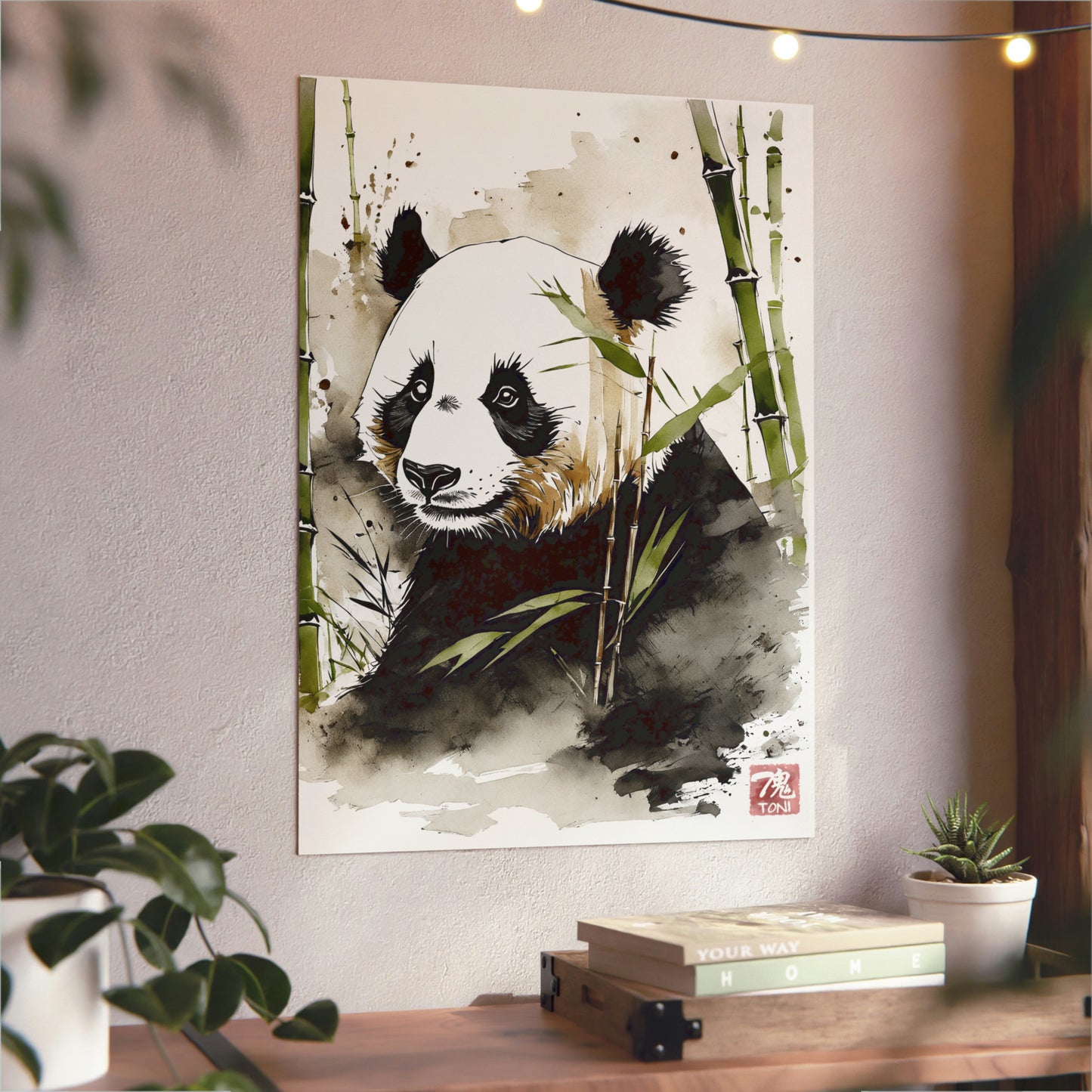 Sumi-e Art - Panda 🇩🇪 GER Shipping - Traditional Japanese Art on Metal Poster