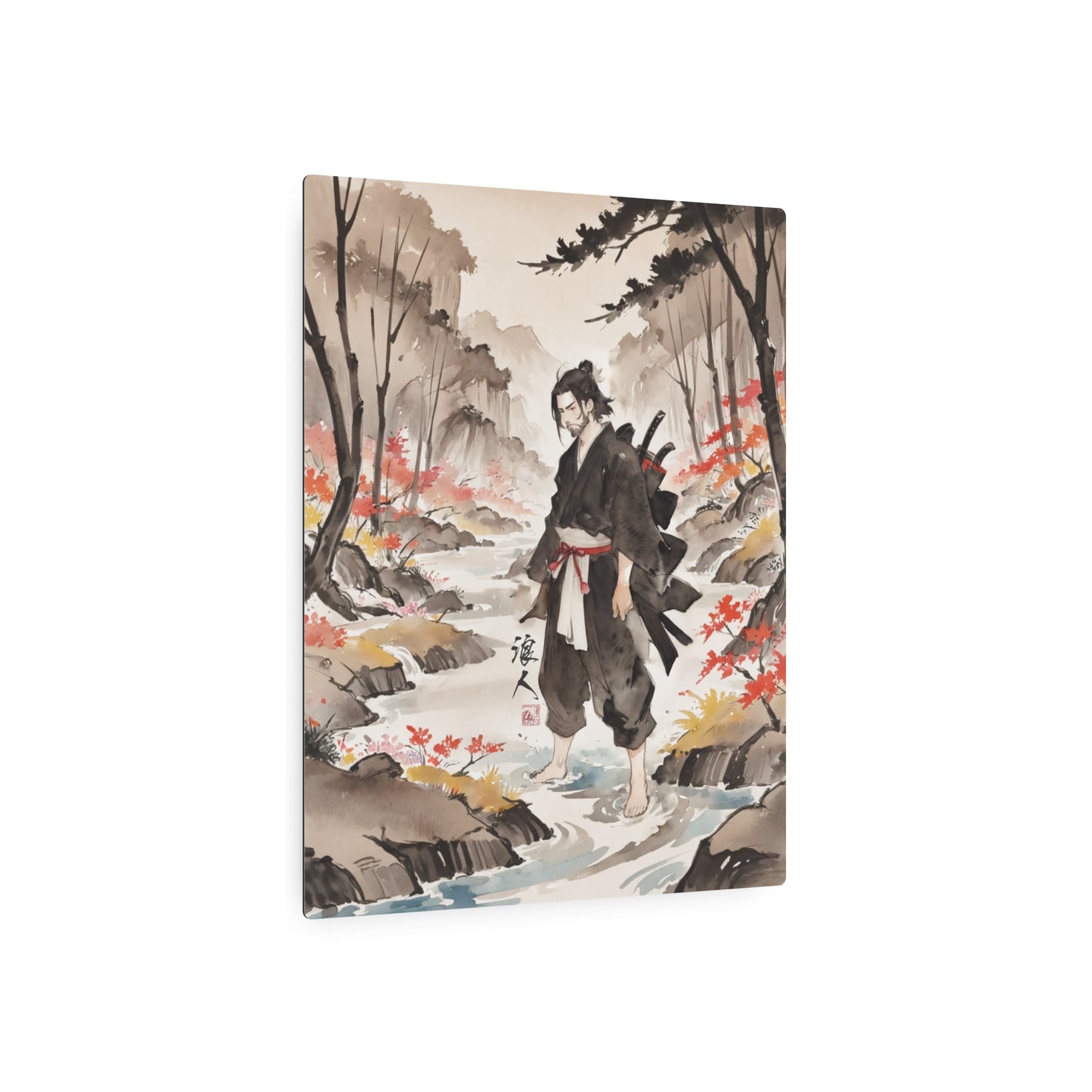 Sumi-e Art - Ronin 🇺🇸 US Shipping - Traditional Japanese Art on Metal Poster