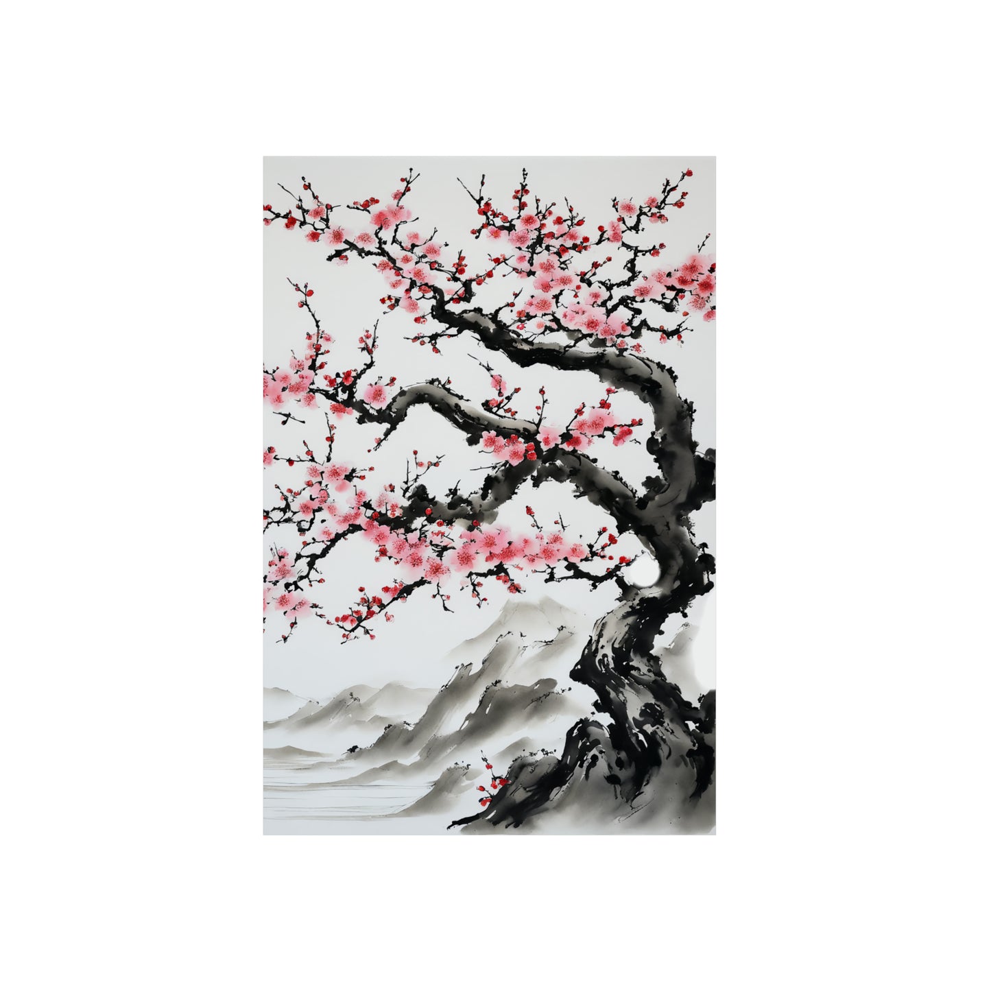 Sumi-e Art - Bodhi Tree 🇩🇪 GER Shipping - Traditional Japanese Art on Metal Poster