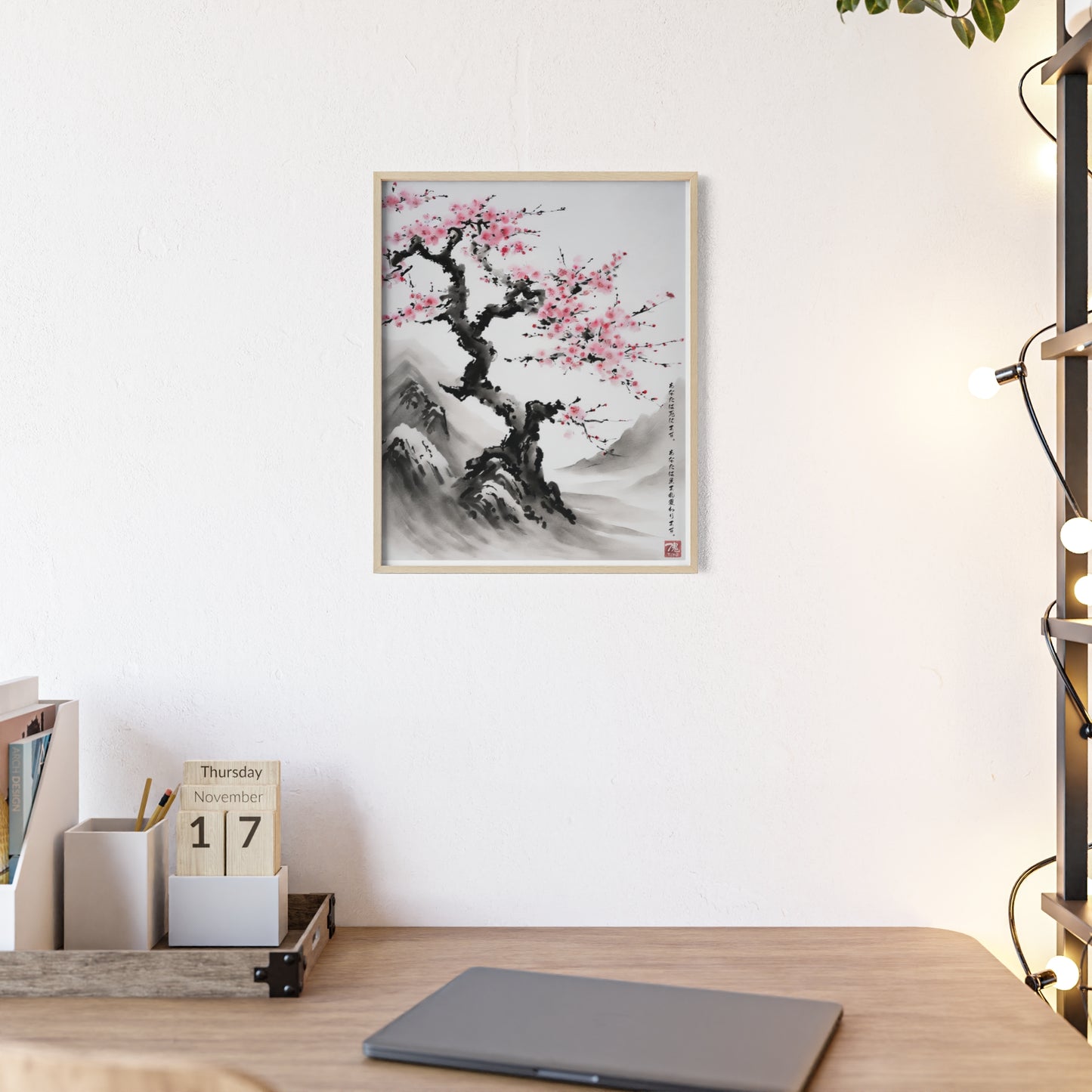 Sumi-e Art - Reborn Petals • Traditional Japanese Art • Framed