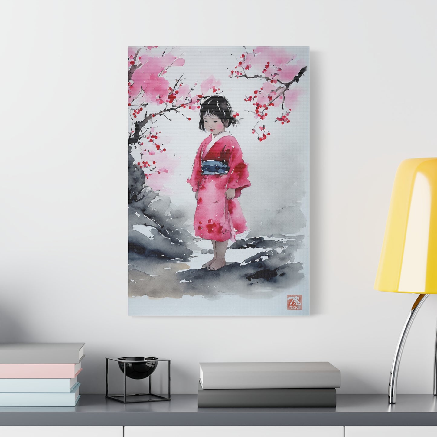 Sumi-e Art  - Lonely Girl • Traditional Japanese Art on high quality Canvas