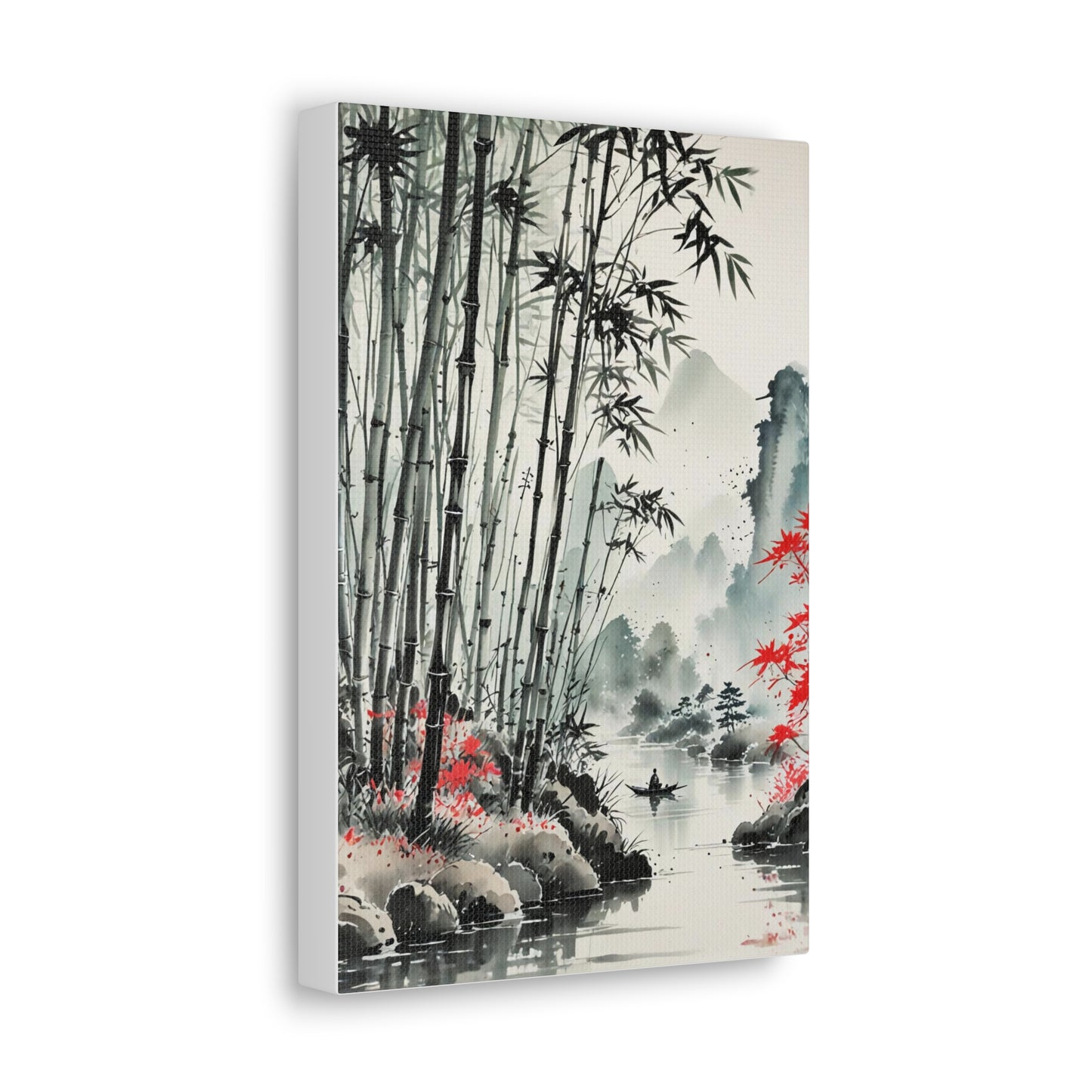 Sumi-e Art - Bamboo Pond • Traditional Japanese Art on high quality Canvas