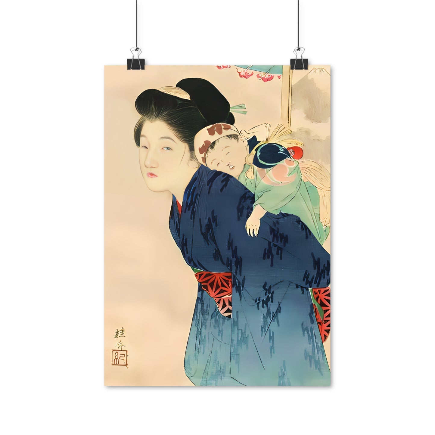 Ukiyo-e Art - Mother with her infant - Takeuchi Keishu • Traditional Japanese Art on high quality poster