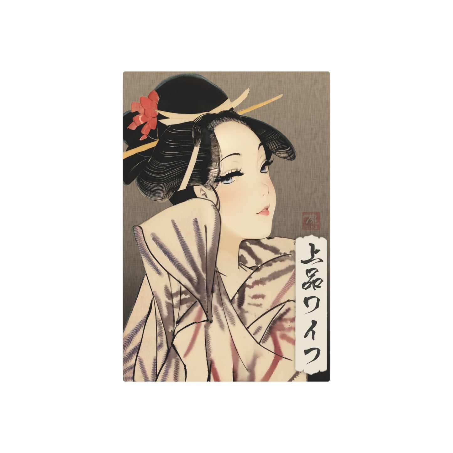 Ukiyo-e Art - Elegant Waifu 🇺🇸 US Shipping - Traditional Japanese Art on Metal Poster