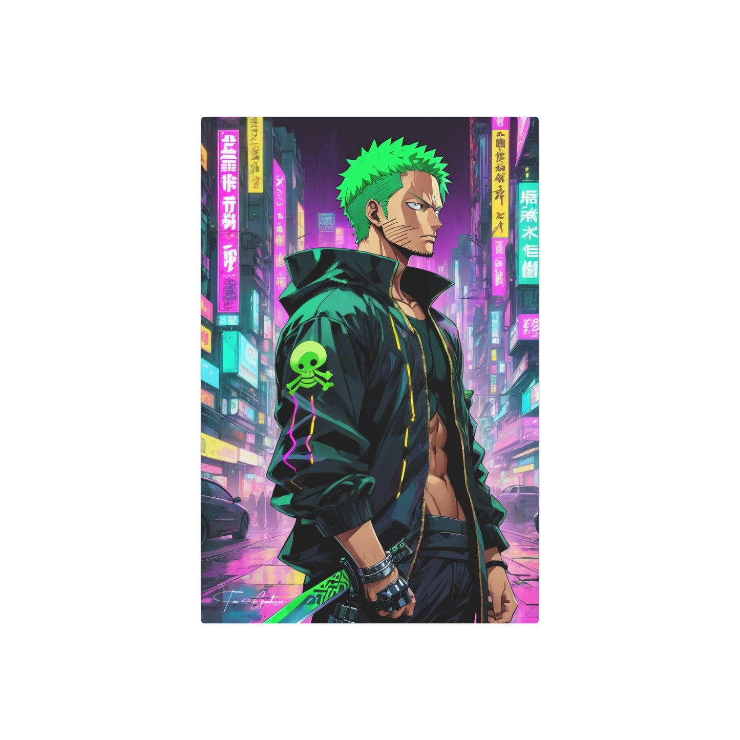 Cyberpunk Zoro 🇺🇸 US Shipping - Anime Art on Metal Poster