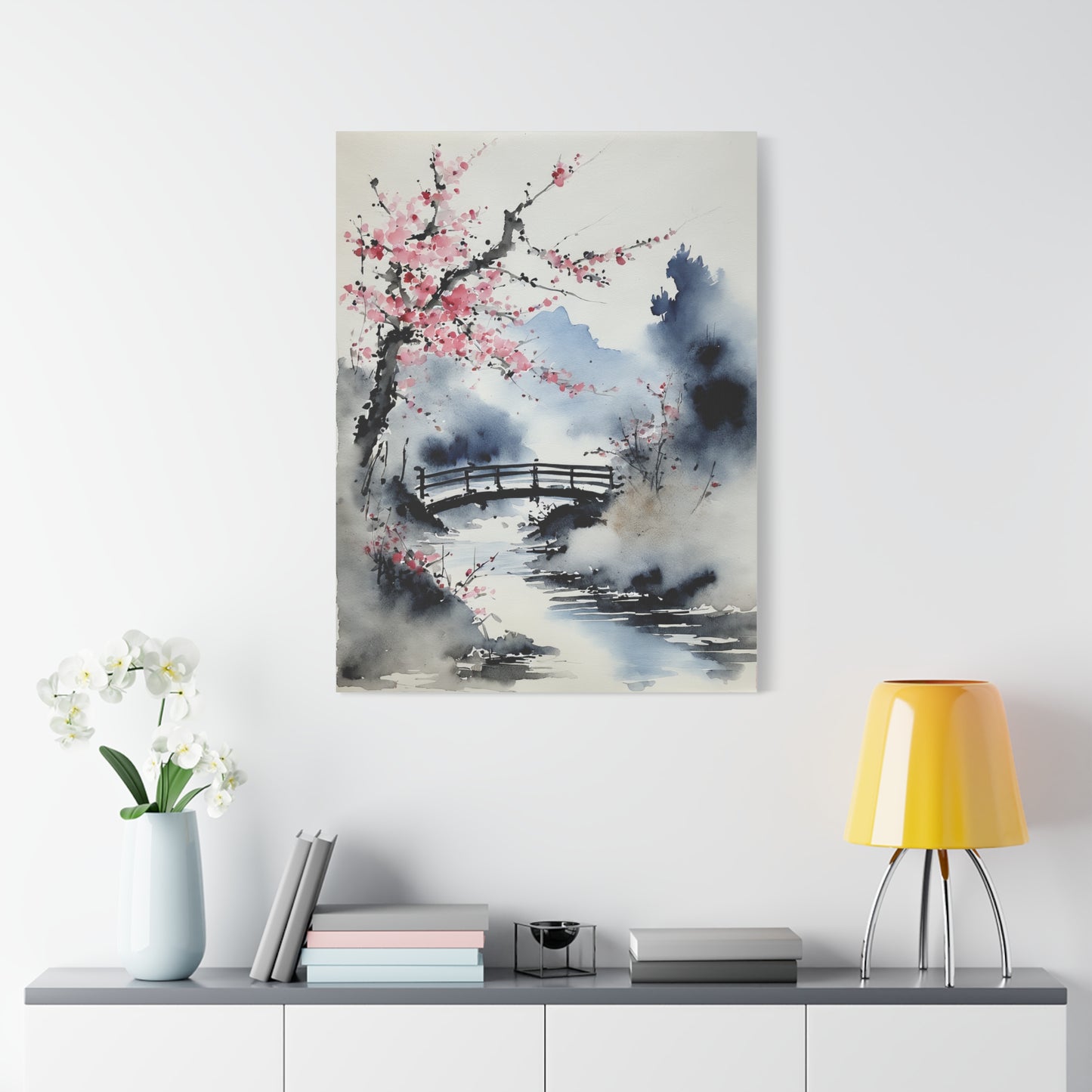 Sumi-e Art - The bridge • Traditional Japanese Art on high quality Canvas