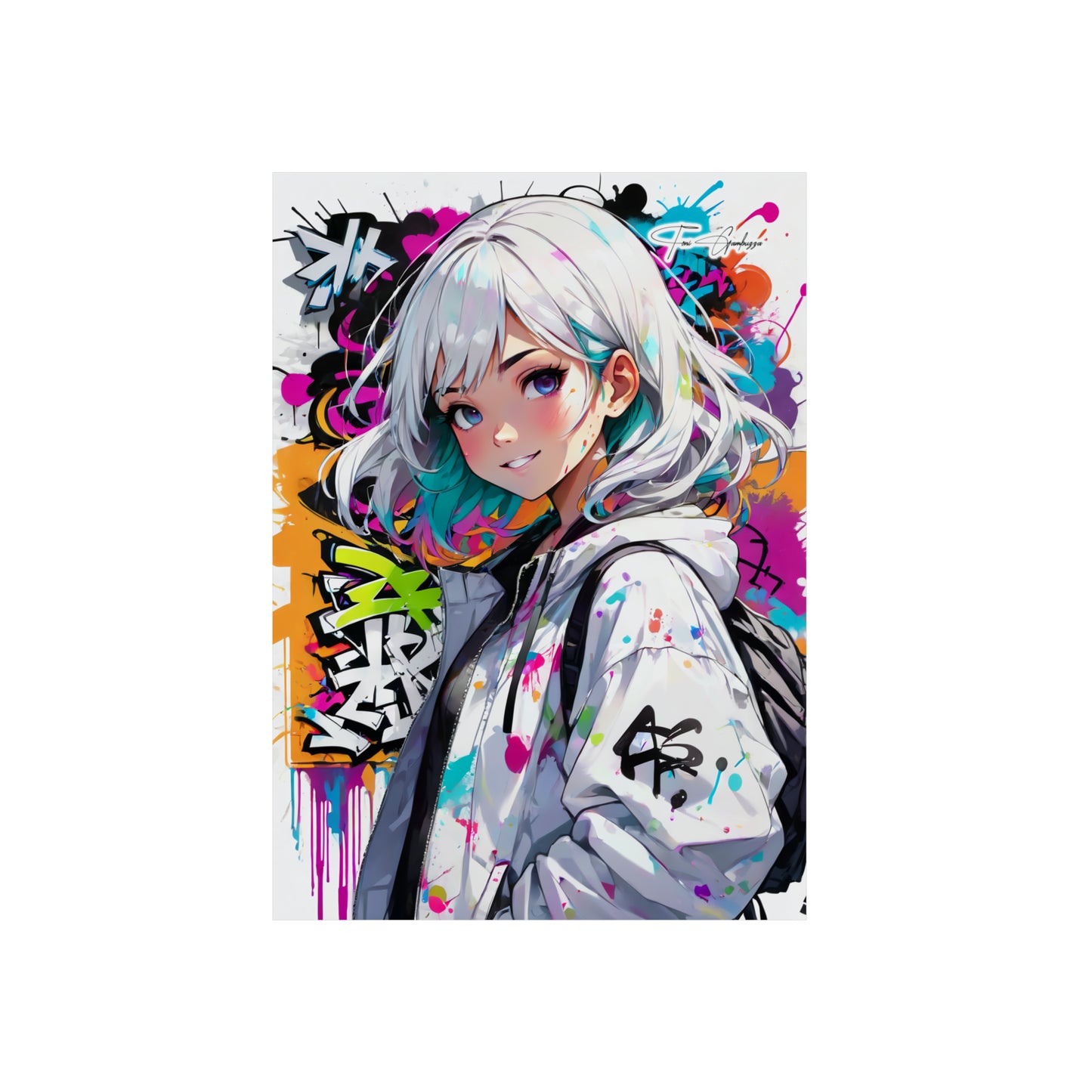 Manga Mural: Koko 🇩🇪 GER Shipping - Anime Graffiti Art on Metal Poster