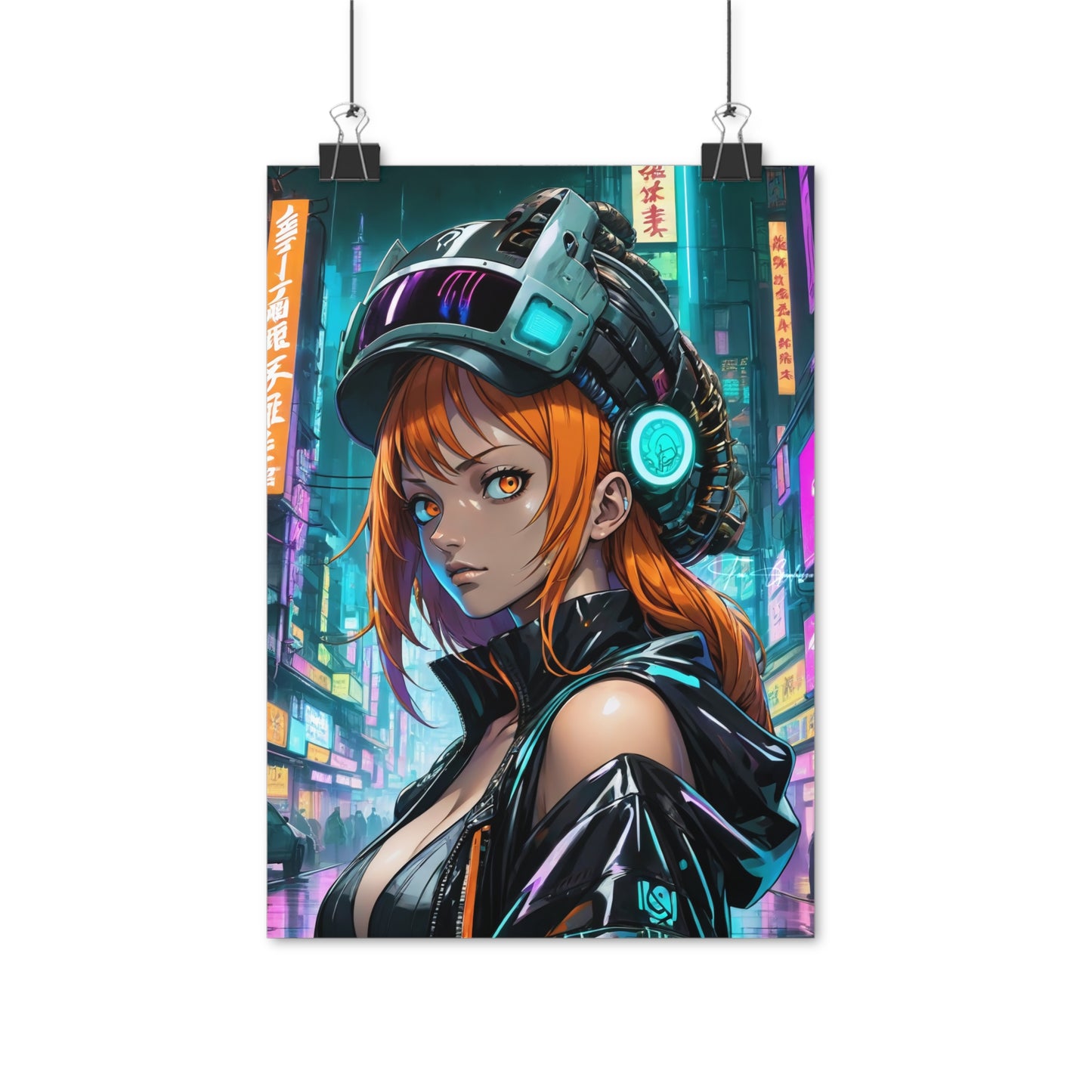 Cyberpunk Nami Portrait - Anime Art on high quality poster