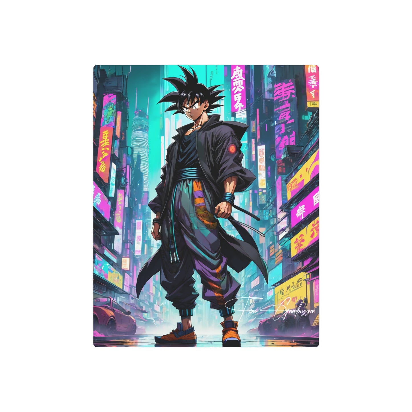 Cyberpunk Xeno Goku 🇺🇸 US Shipping - Anime Art on Metal Poster