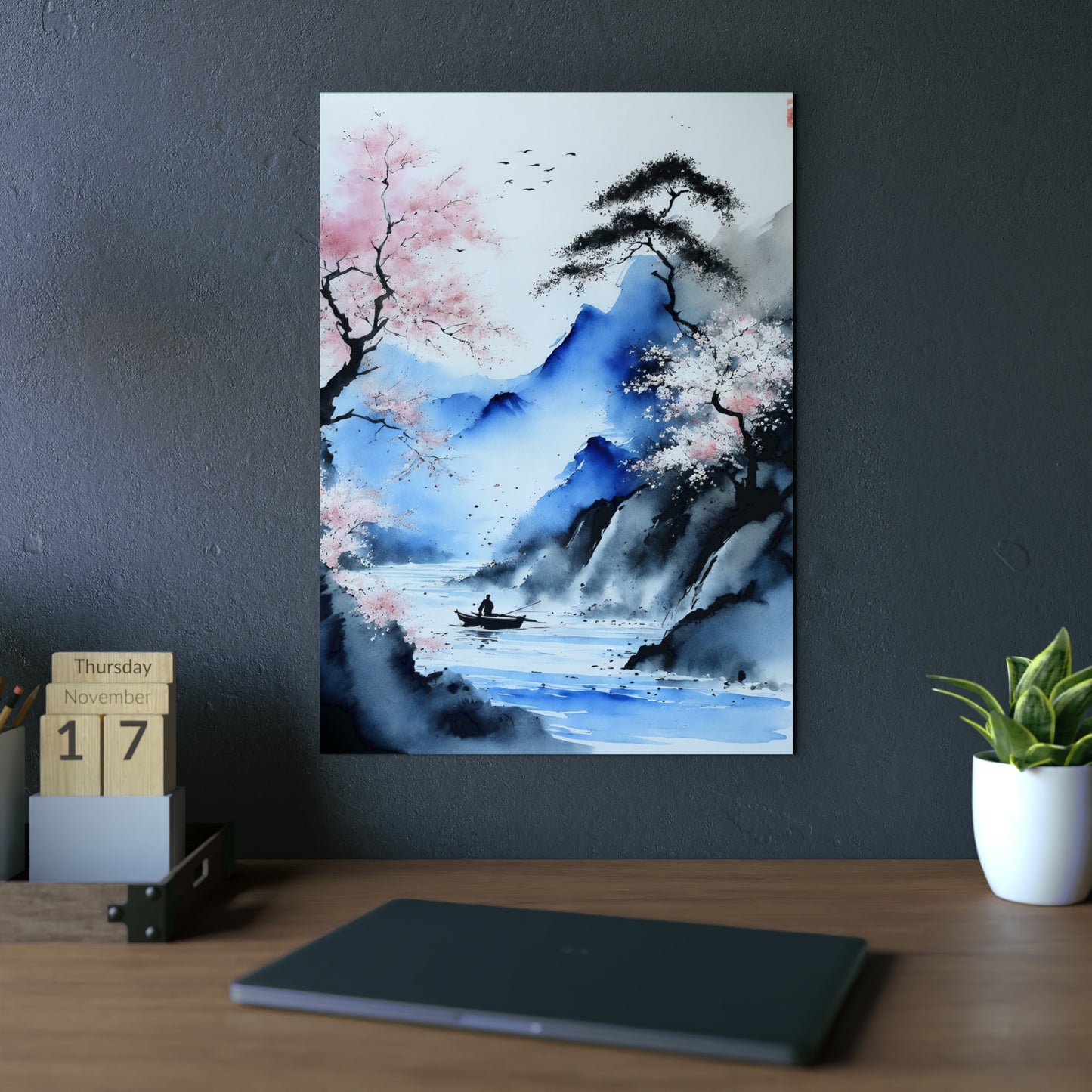 Sumi-e Art - Silent waters 🇩🇪 GER Shipping - Traditional Japanese Art on Metal Poster