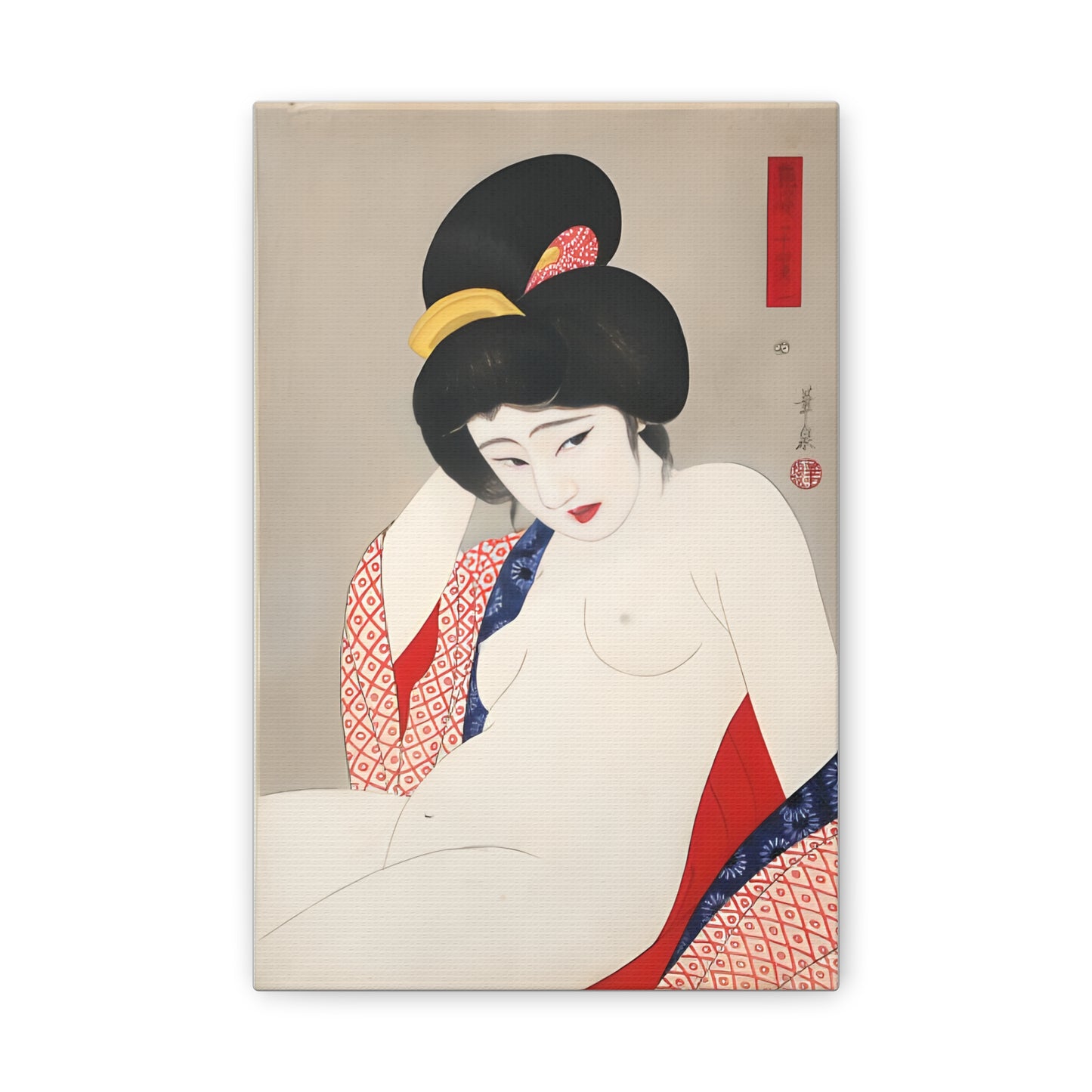 Ukiyo-e Art  - Bored nude - Ōhira Kasen • Traditional Japanese Art on high quality Canvas