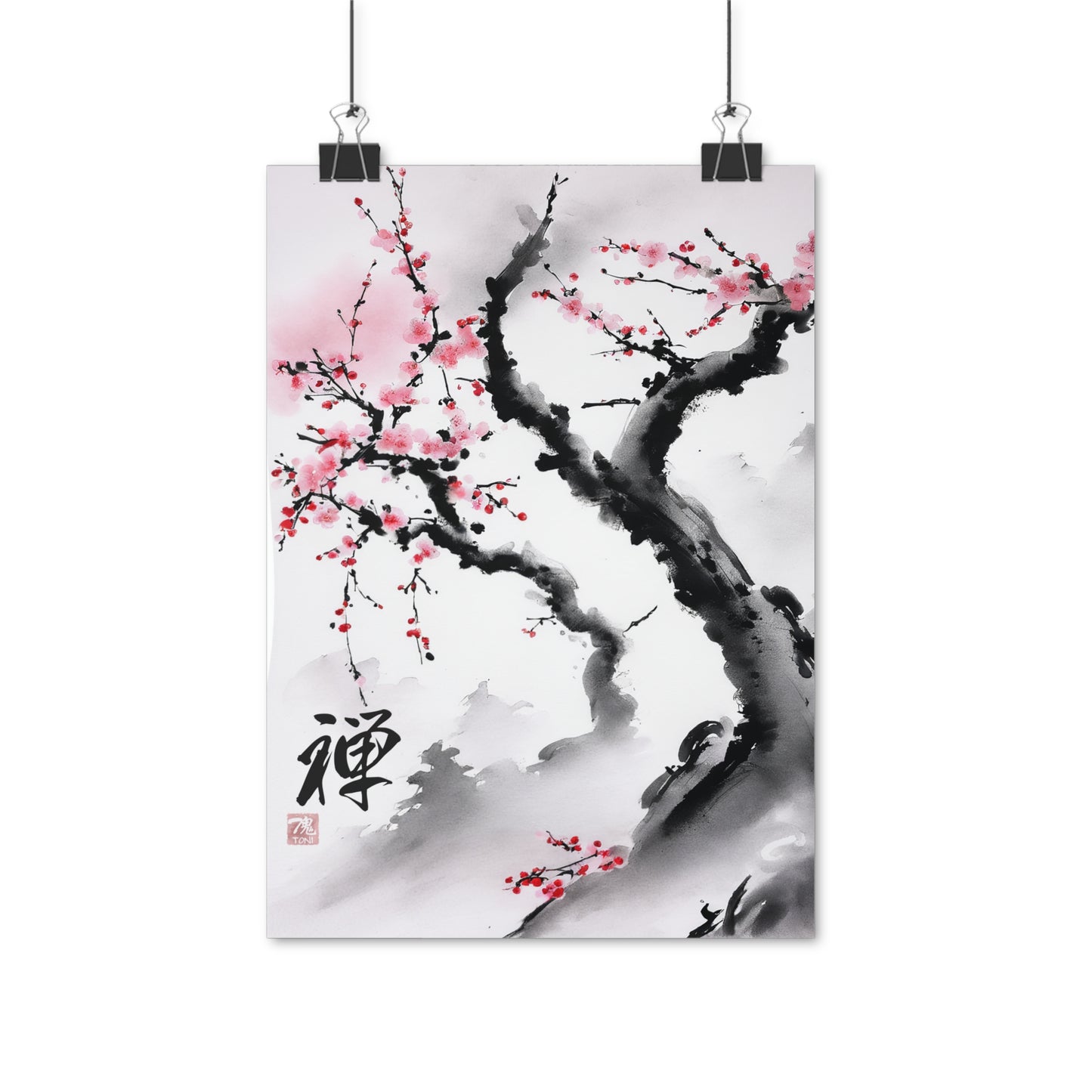 Zen under the Tree - Sumi-e on high quality poster