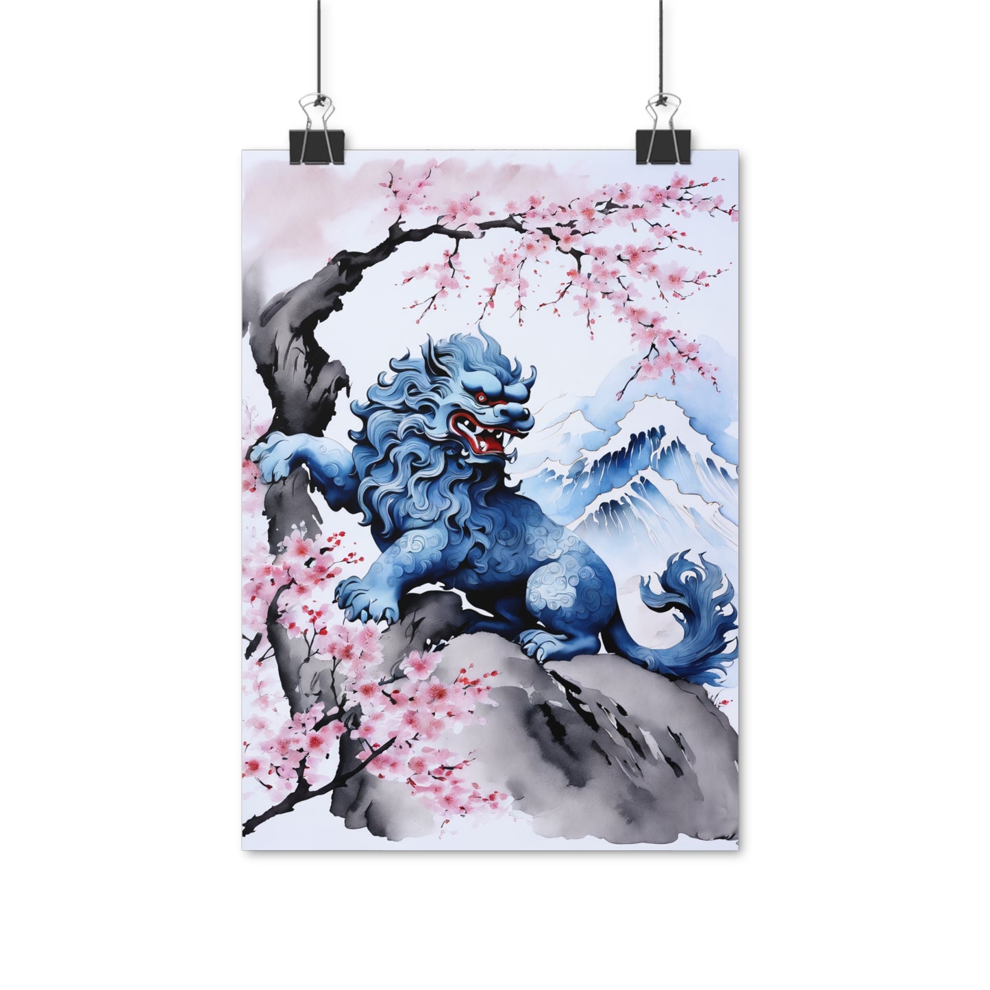 Sumi-e Art - Komainu • Traditional Japanese Art on high quality poster