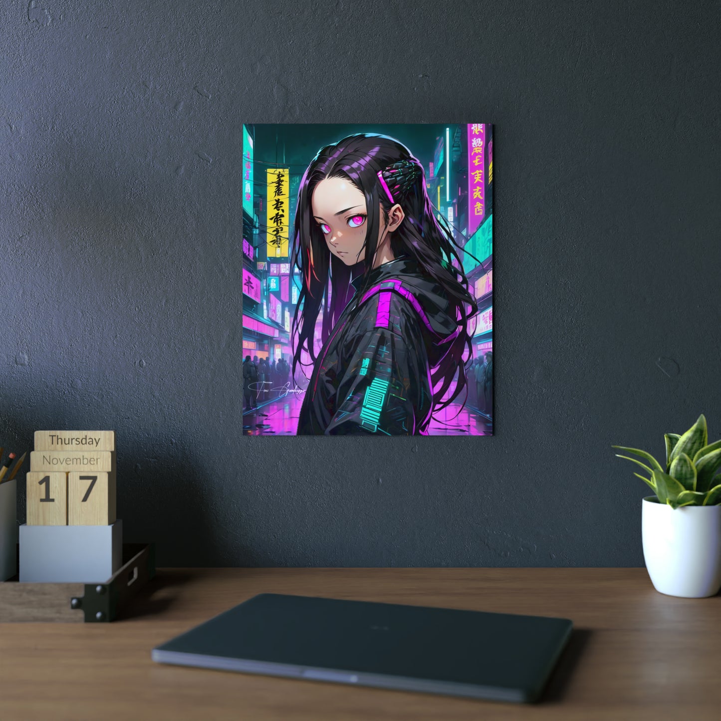 Cyberpunk Nezuko 🇩🇪 GER Shipping - Anime Art on Metal Poster