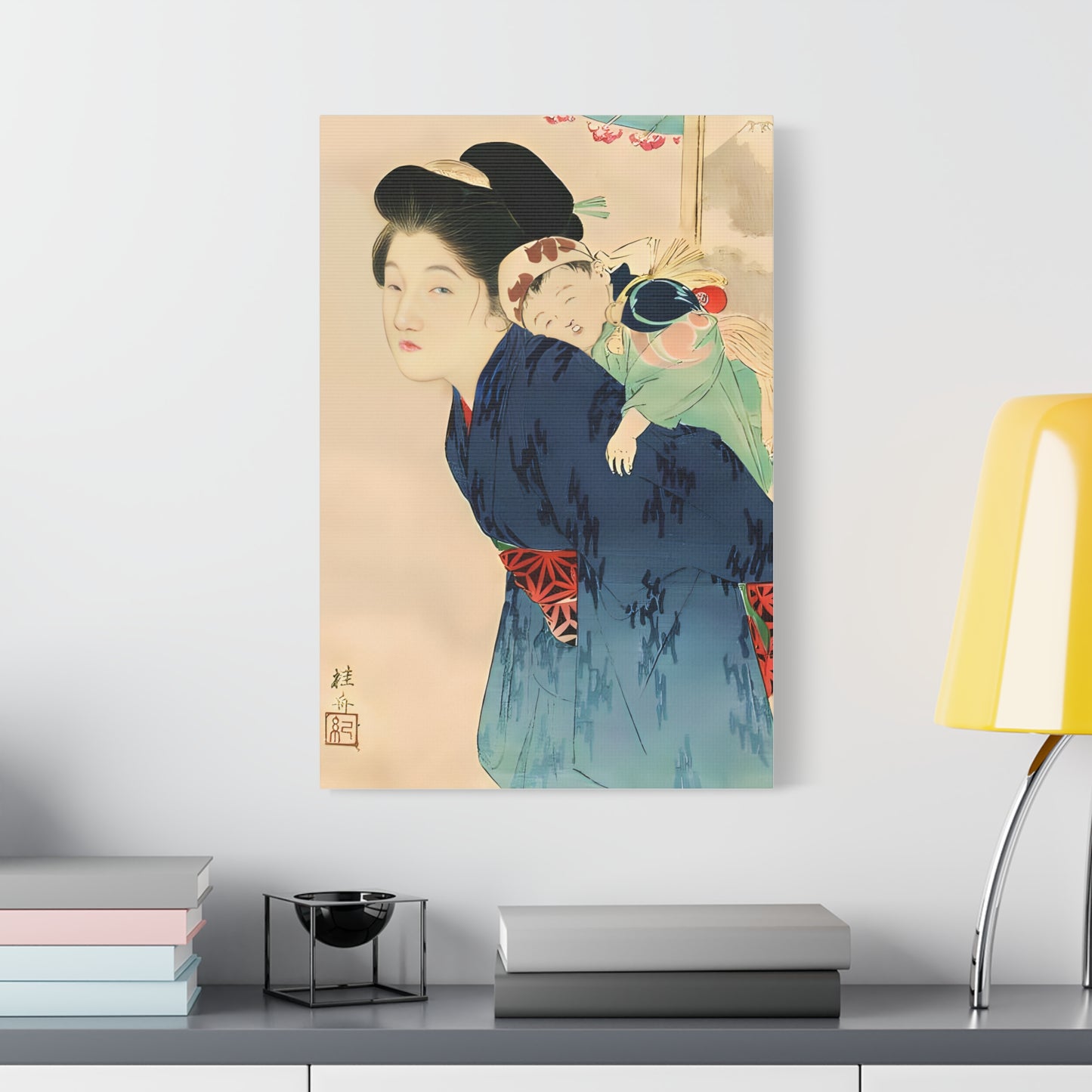 Ukiyo-e Art - Mother with her infant - Takeuchi Keishu • Traditional Japanese Art on high quality Canvas