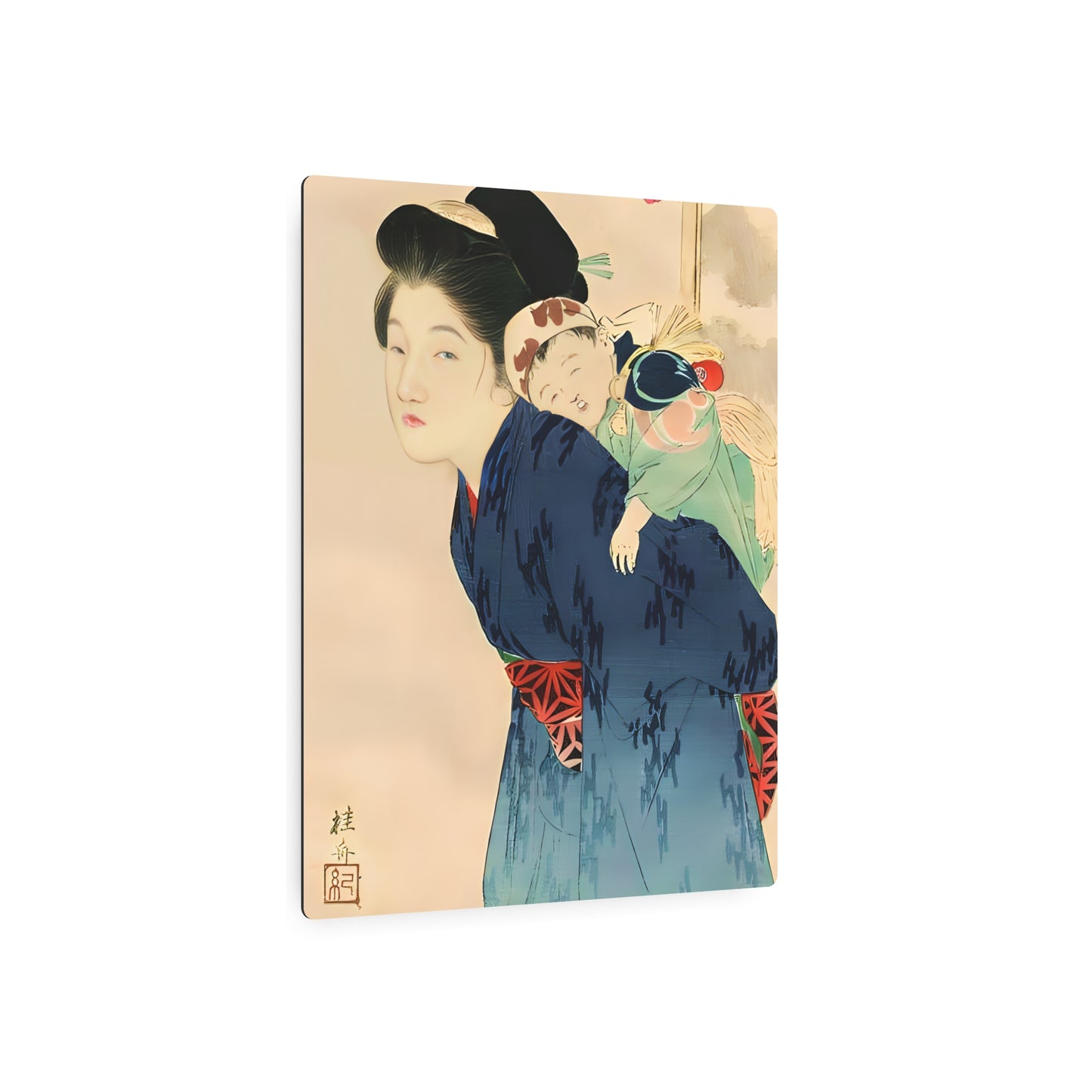 Ukiyo-e Art - Mother with her infant - Takeuchi Keishu 🇺🇸 US Shipping - Traditional Japanese Art on Metal Poster