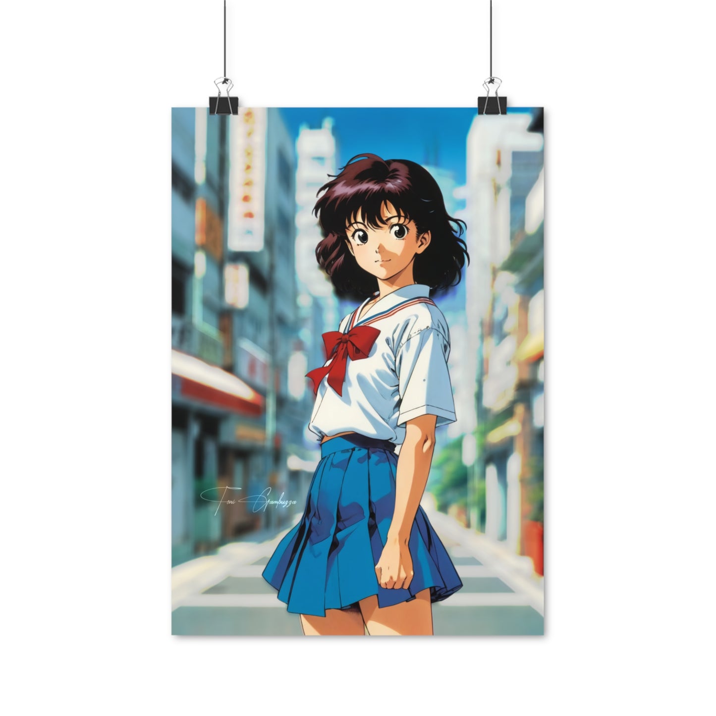 City Pop Collection - Flirty Schoolgirl • Anime Art on high quality poster